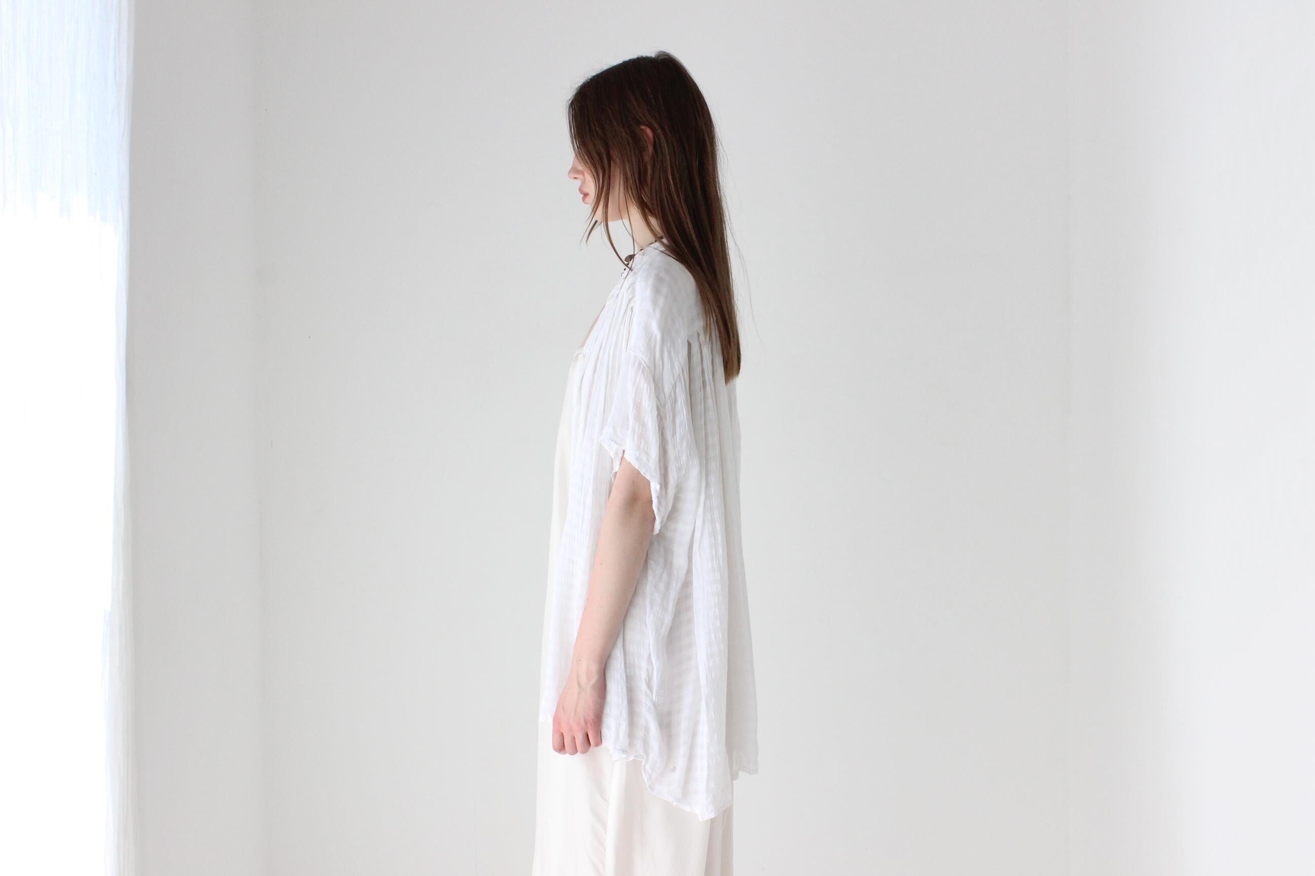 80s Seersucker Gauze White Short Sleeve Shirt