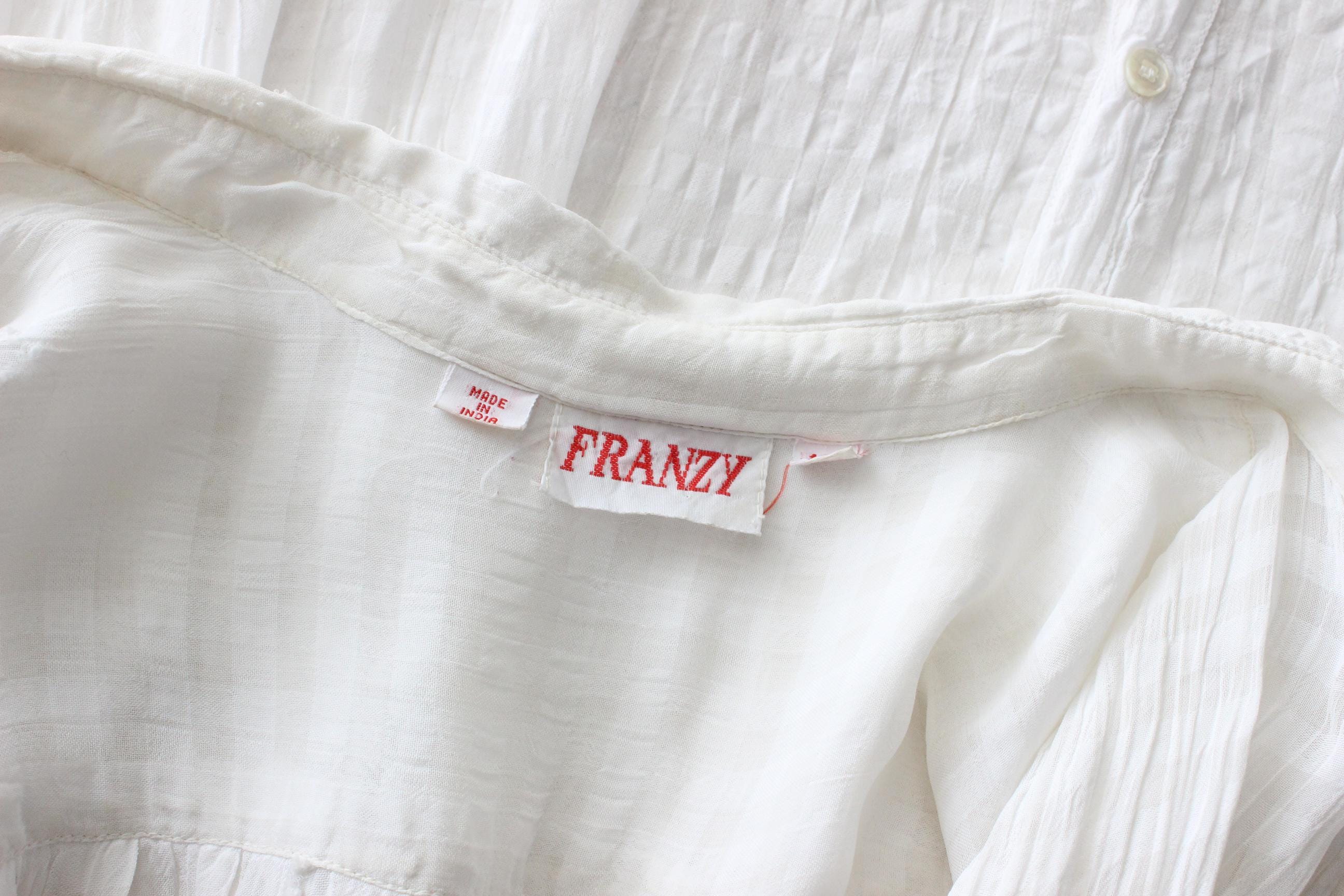80s Seersucker Gauze White Short Sleeve Shirt