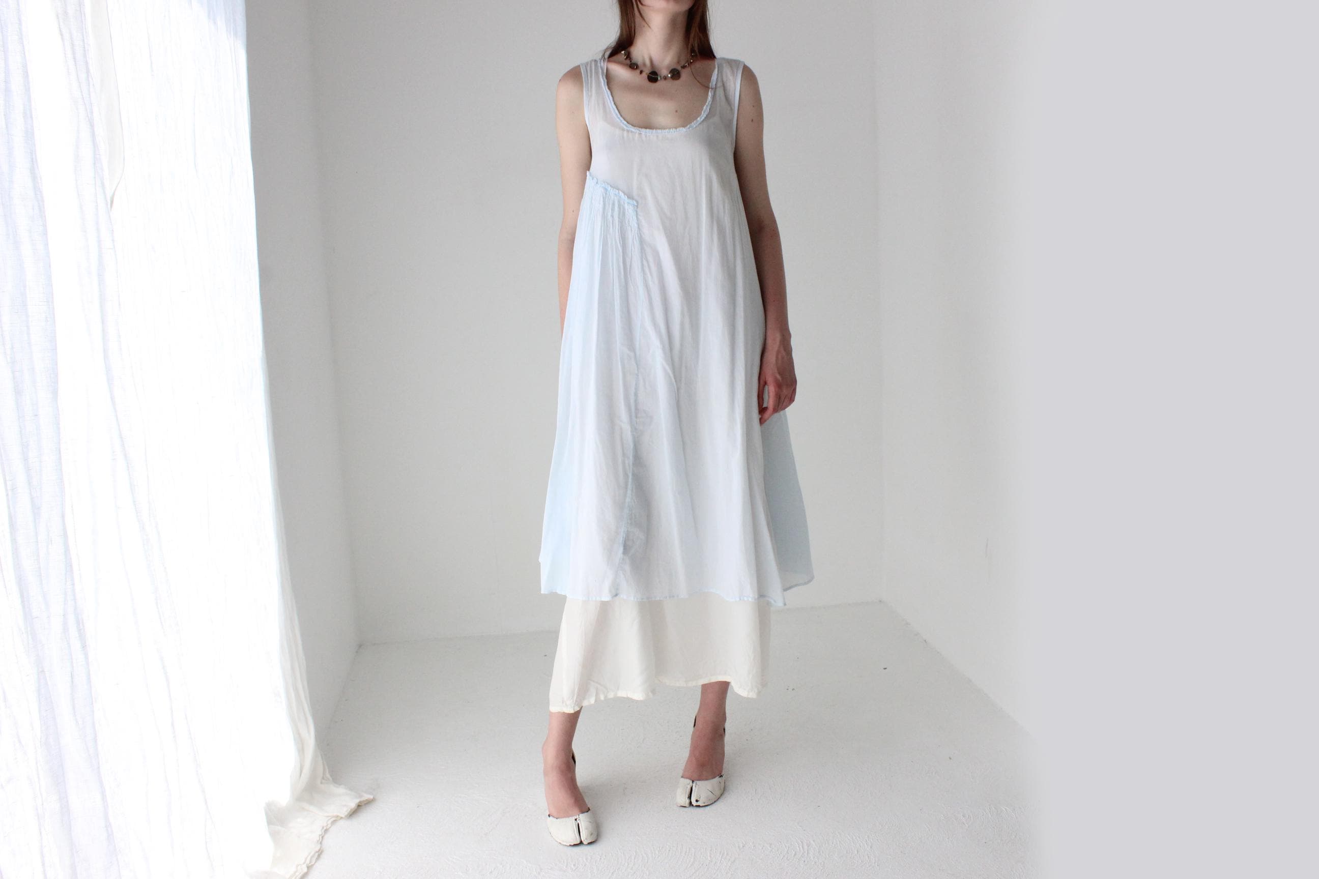 90s Tissue Thin Cotton Gauze Trapeze Dress