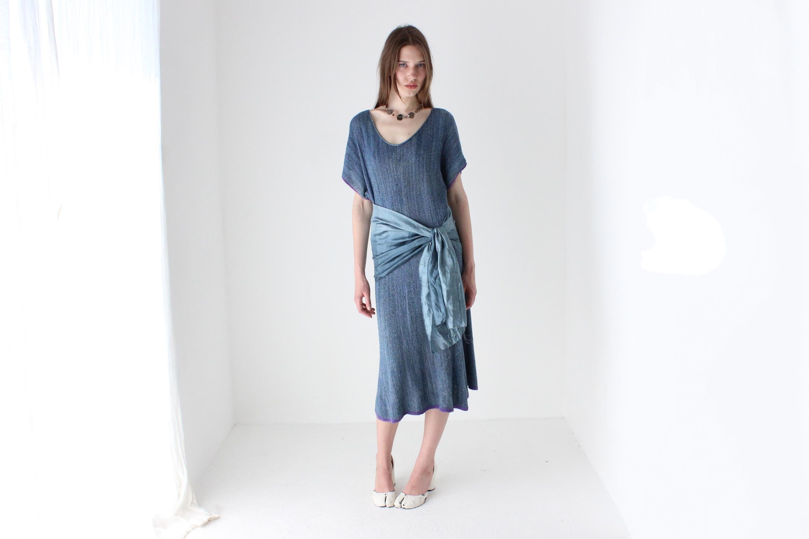 90s Relaxed Woven Knit Scoop Neck Dress