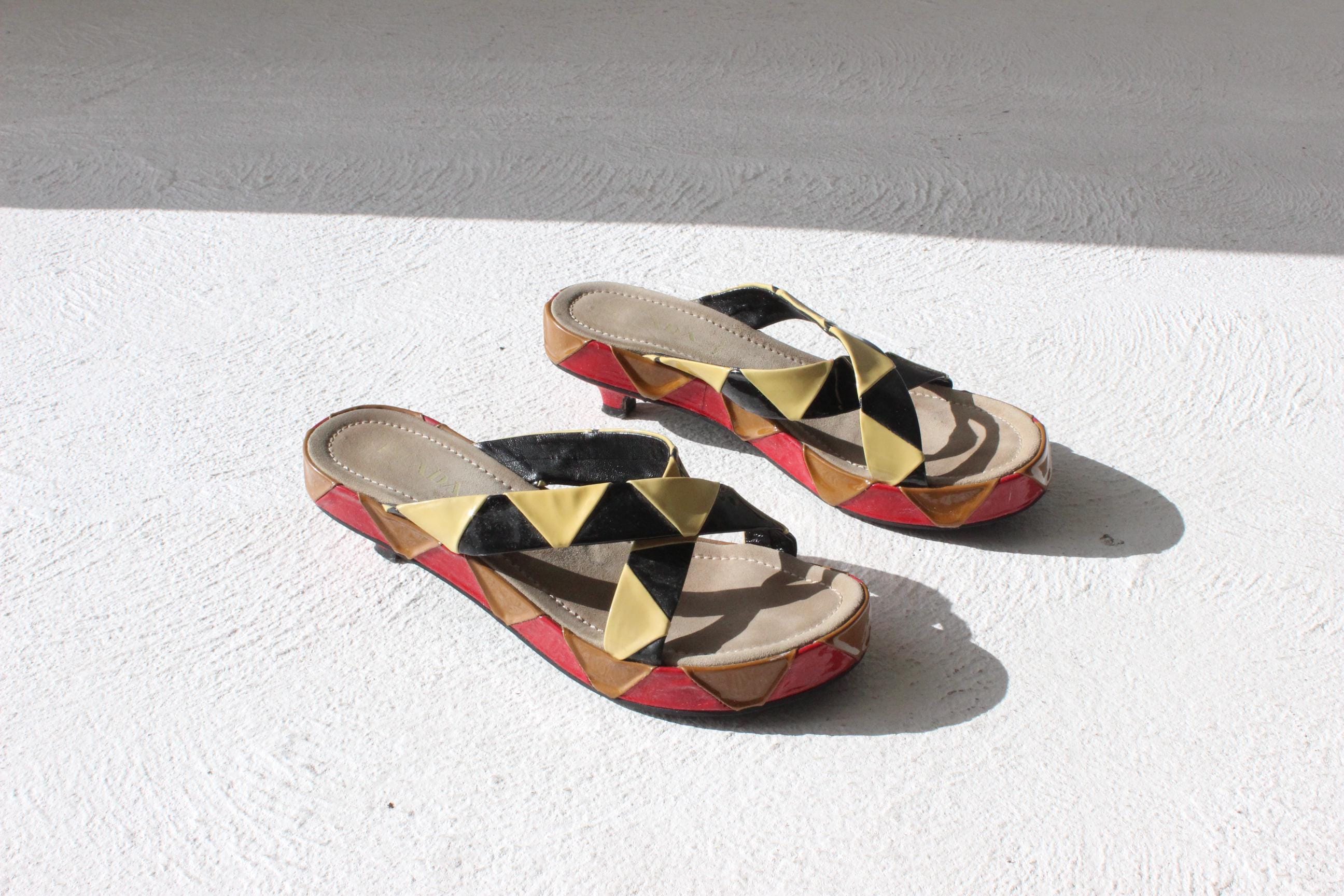 2004 Archival Prada Zig Zag Leather Sandals ~ Euro 39.5