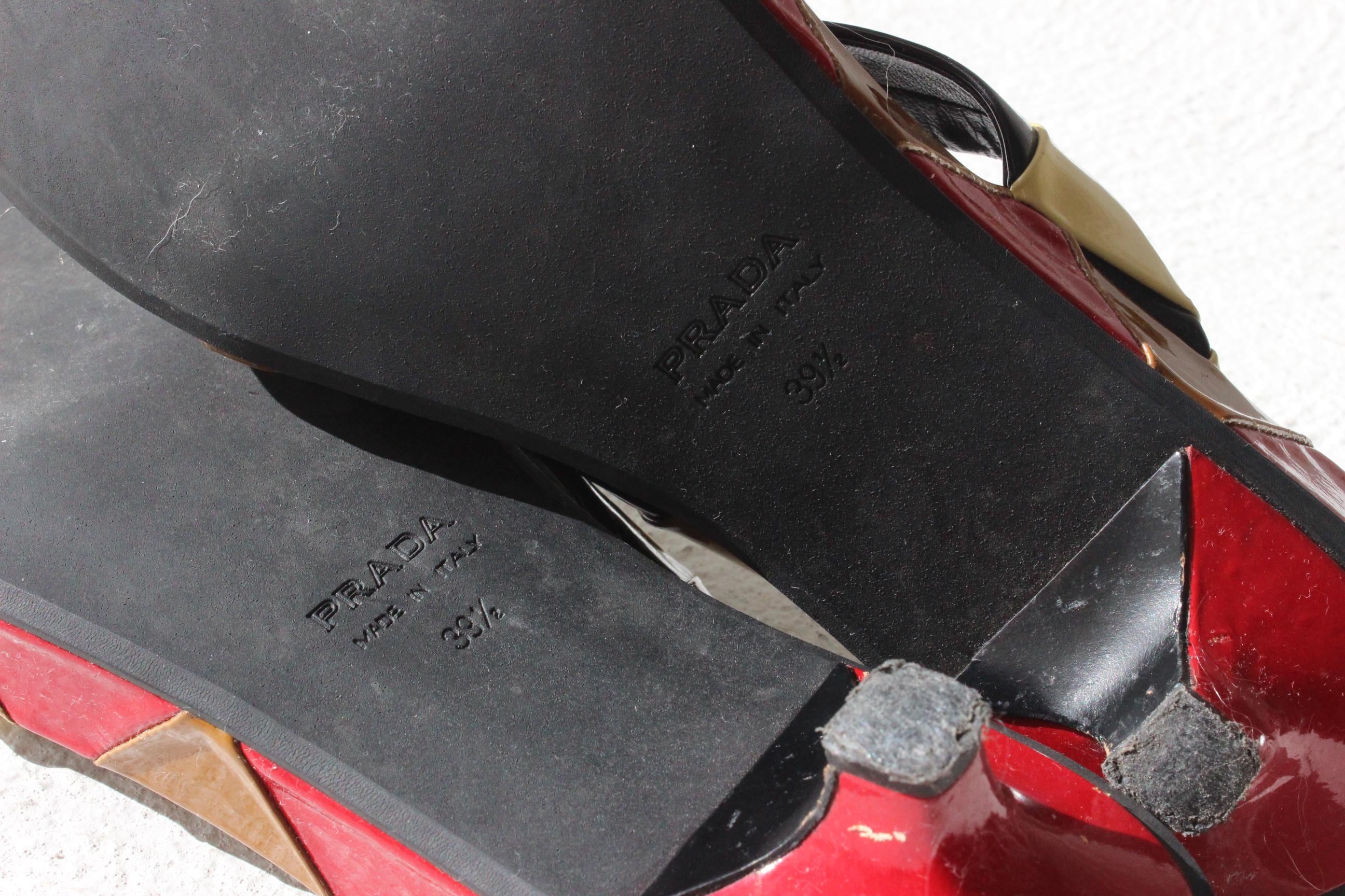 2004 Archival Prada Zig Zag Leather Sandals ~ Euro 39.5