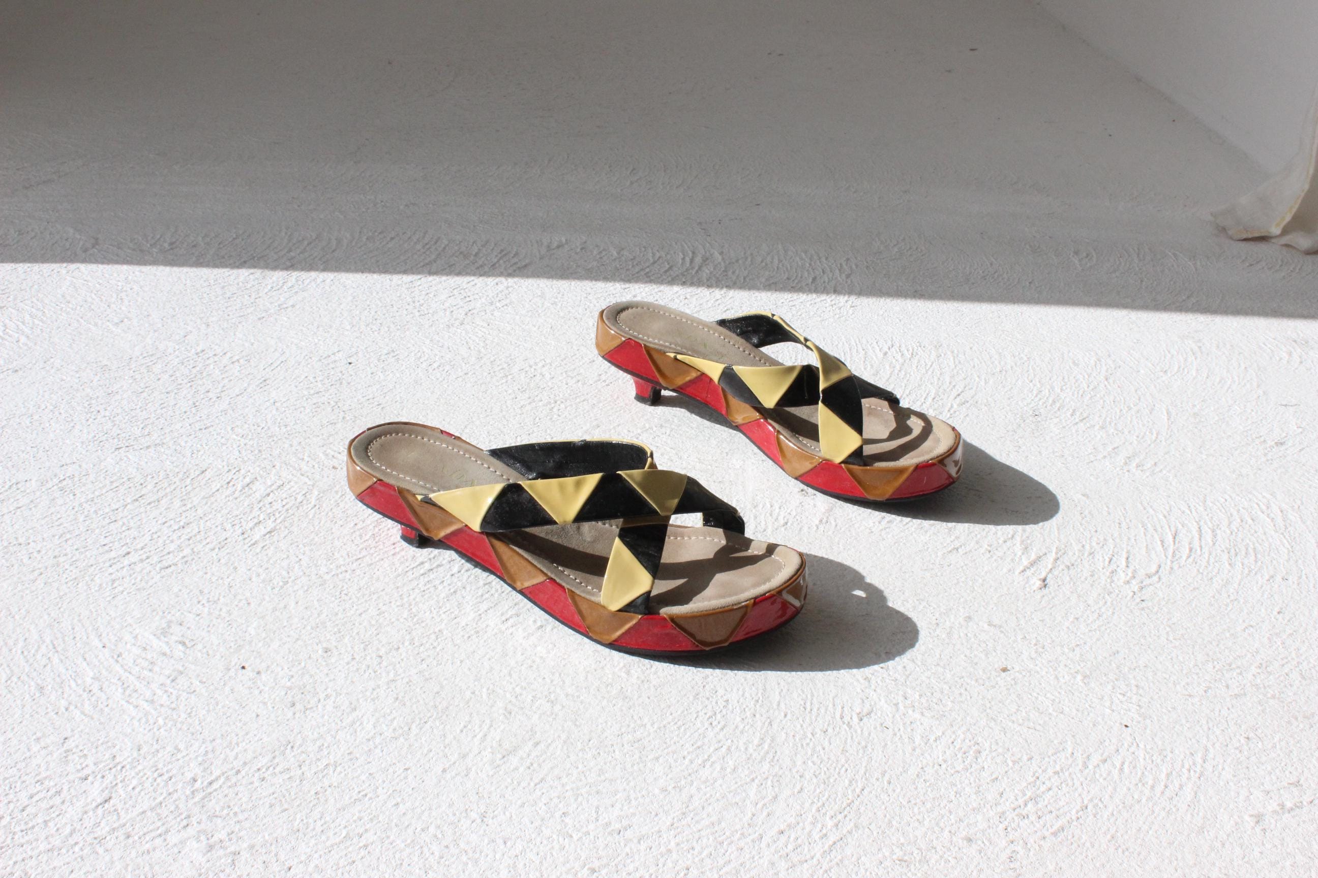 2004 Archival Prada Zig Zag Leather Sandals ~ Euro 39.5