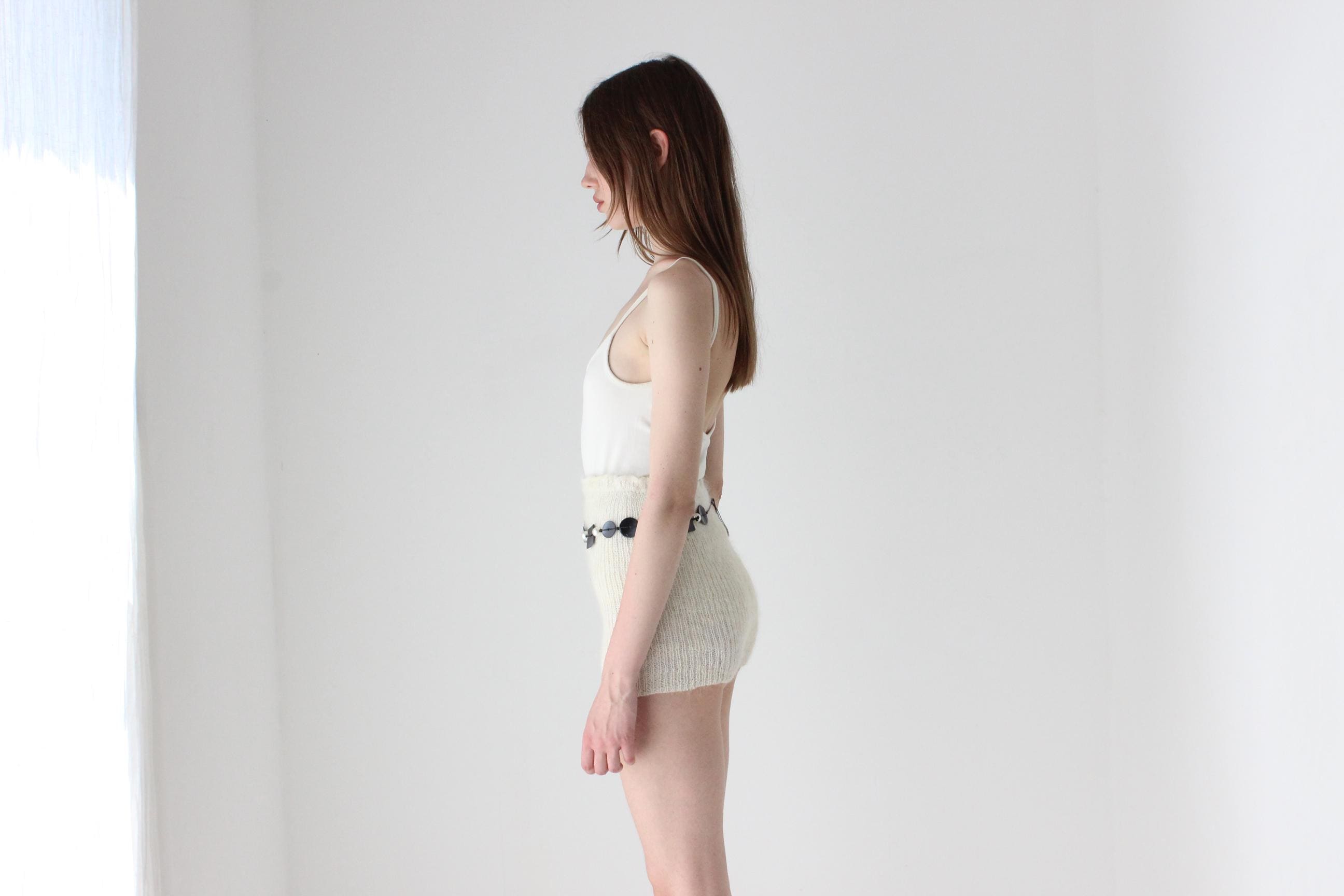 Ivory Hand Knit Mohair Hotpants