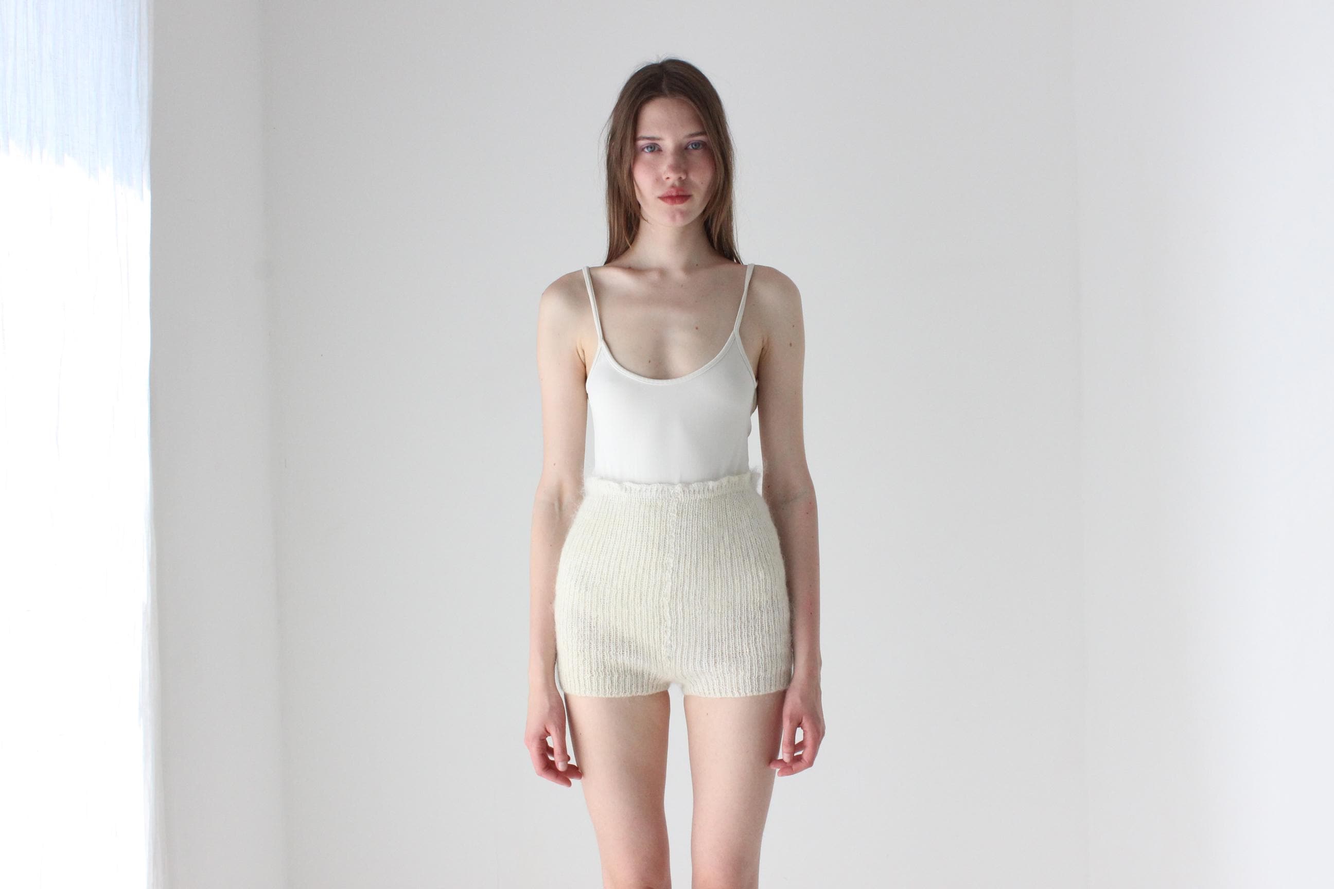 Ivory Hand Knit Mohair Hotpants