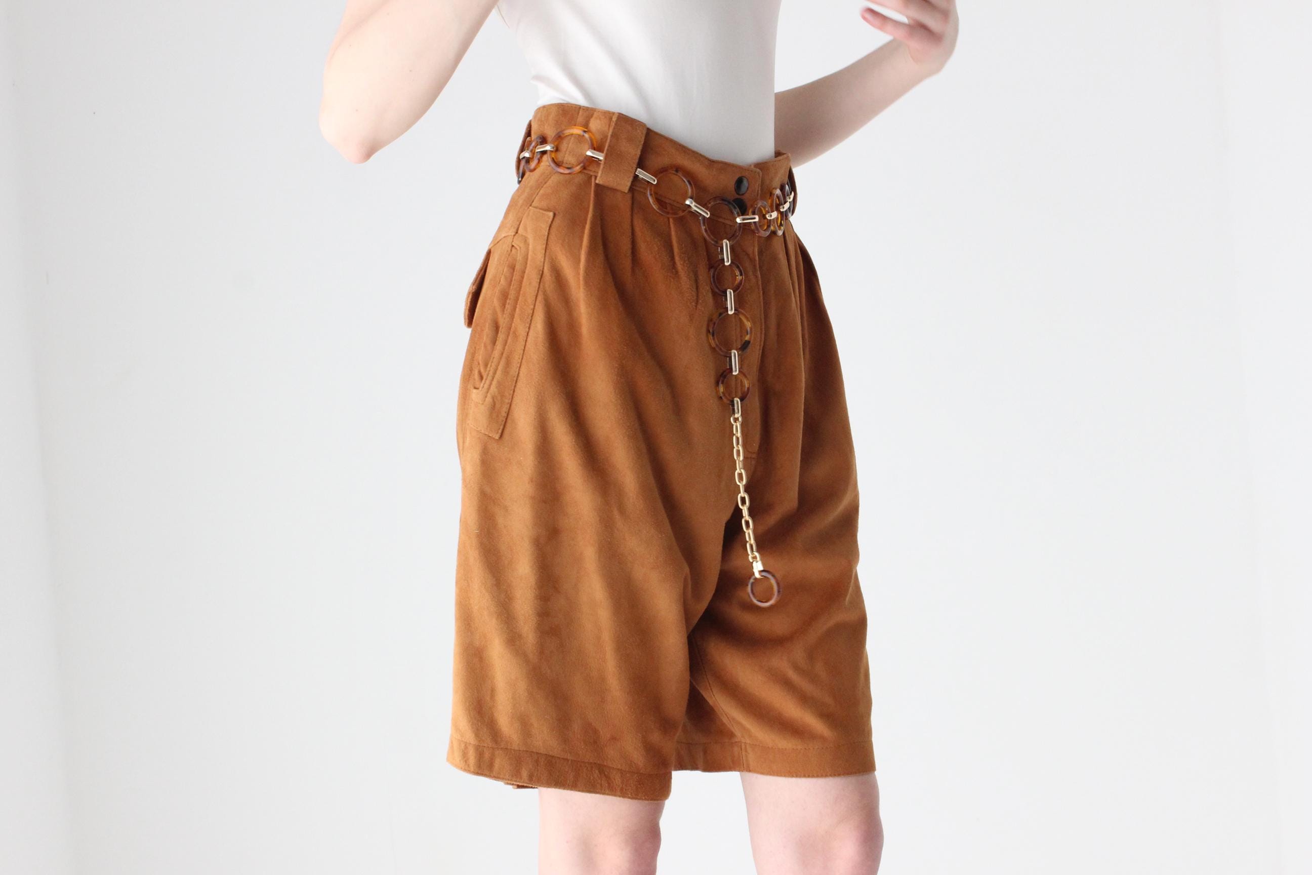 Tortoiseshell & Gold Tone Ring Chain Link Belt