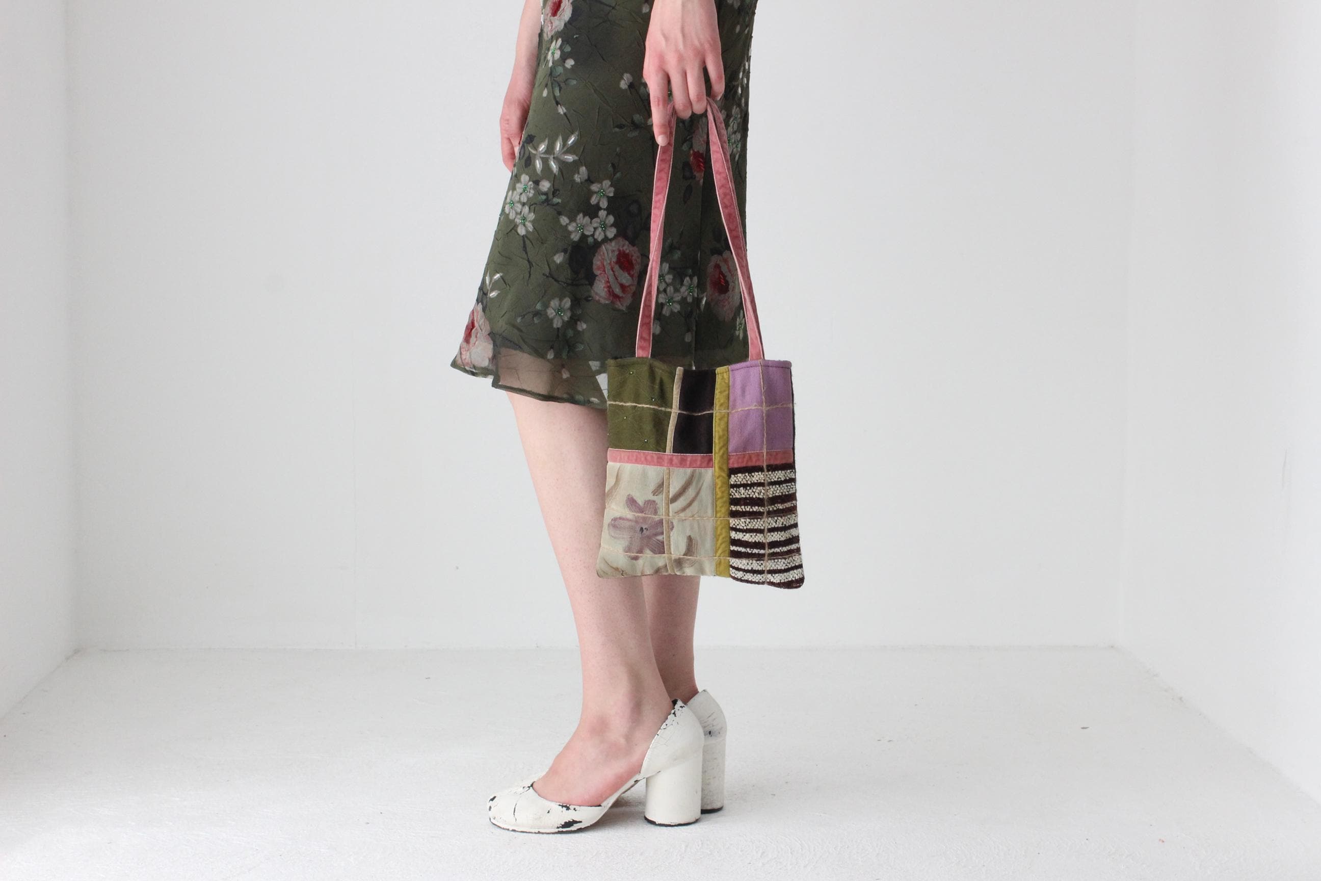 90s Wool & Silk Arty Patchwork Bag