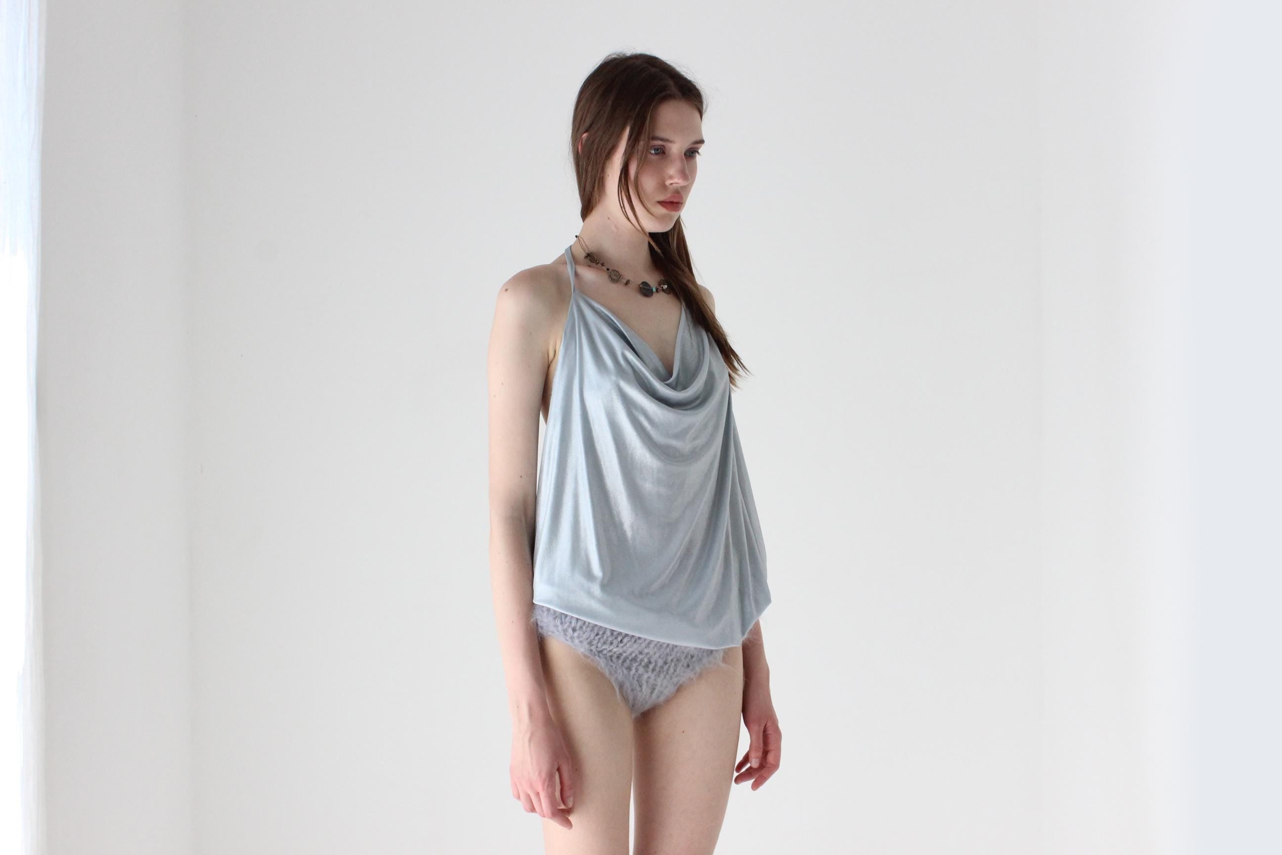 90s Iridescent Slinky Halter Top or Mini