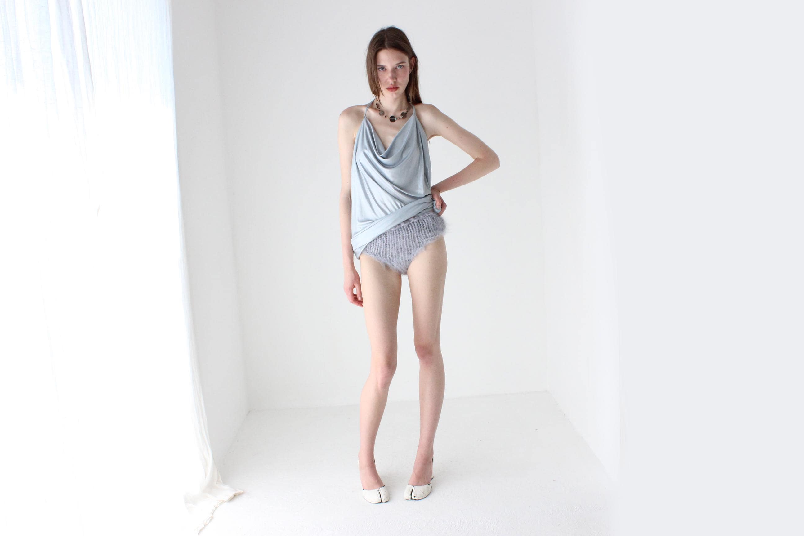 90s Iridescent Slinky Halter Top or Mini