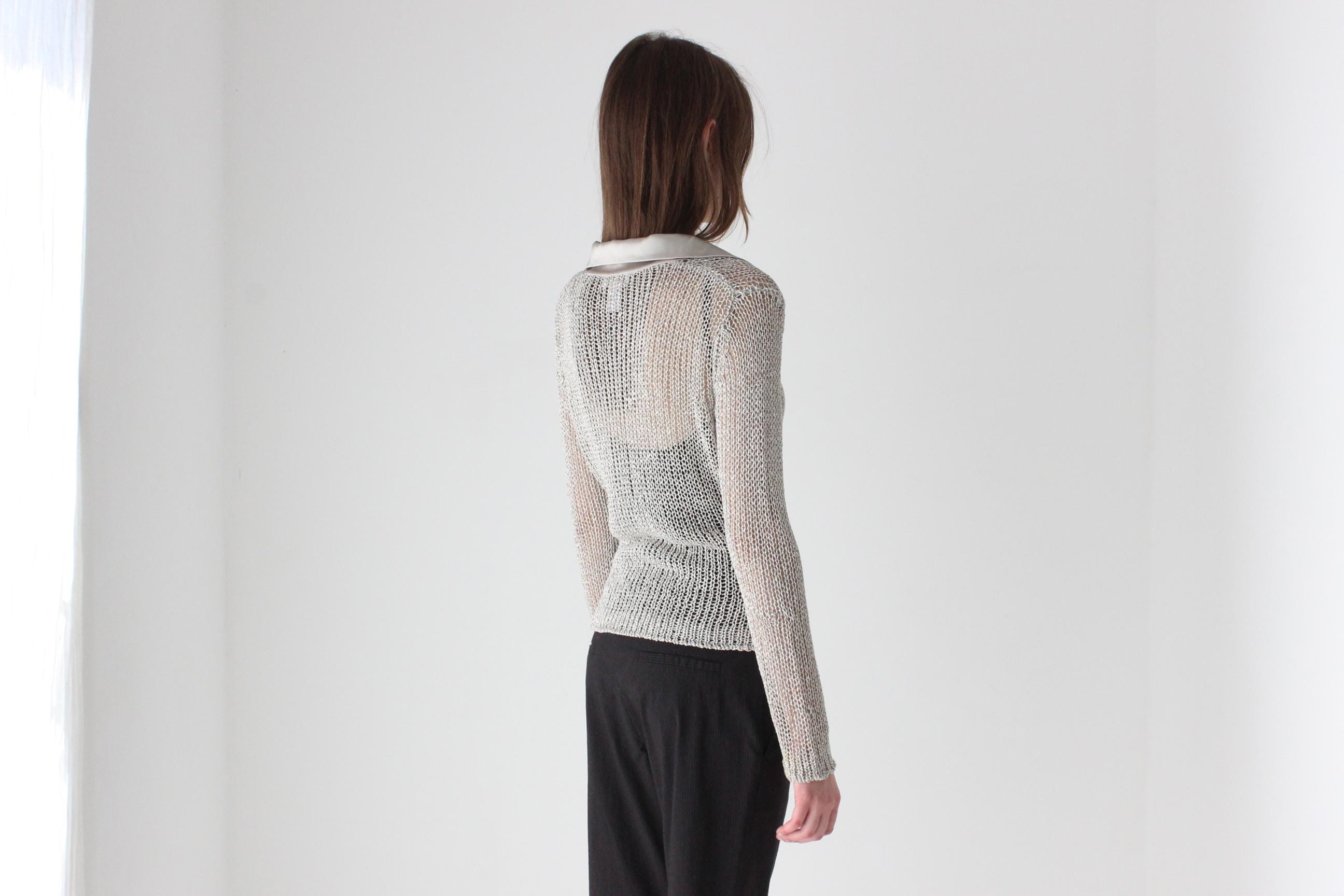 Y2K Futuristic Open Knit Top