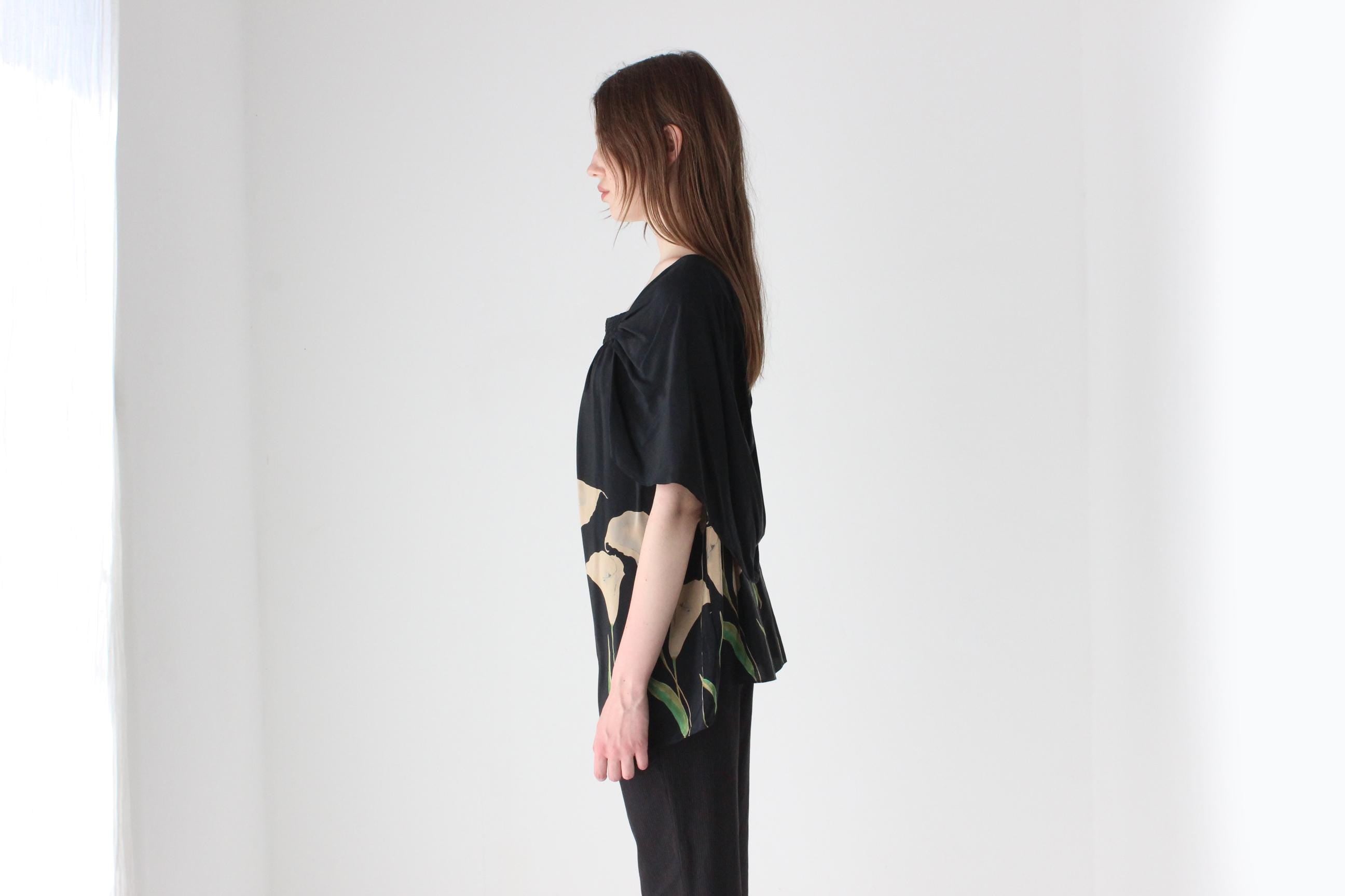 Y2K Pure Silk Painterly Calla Lili Top