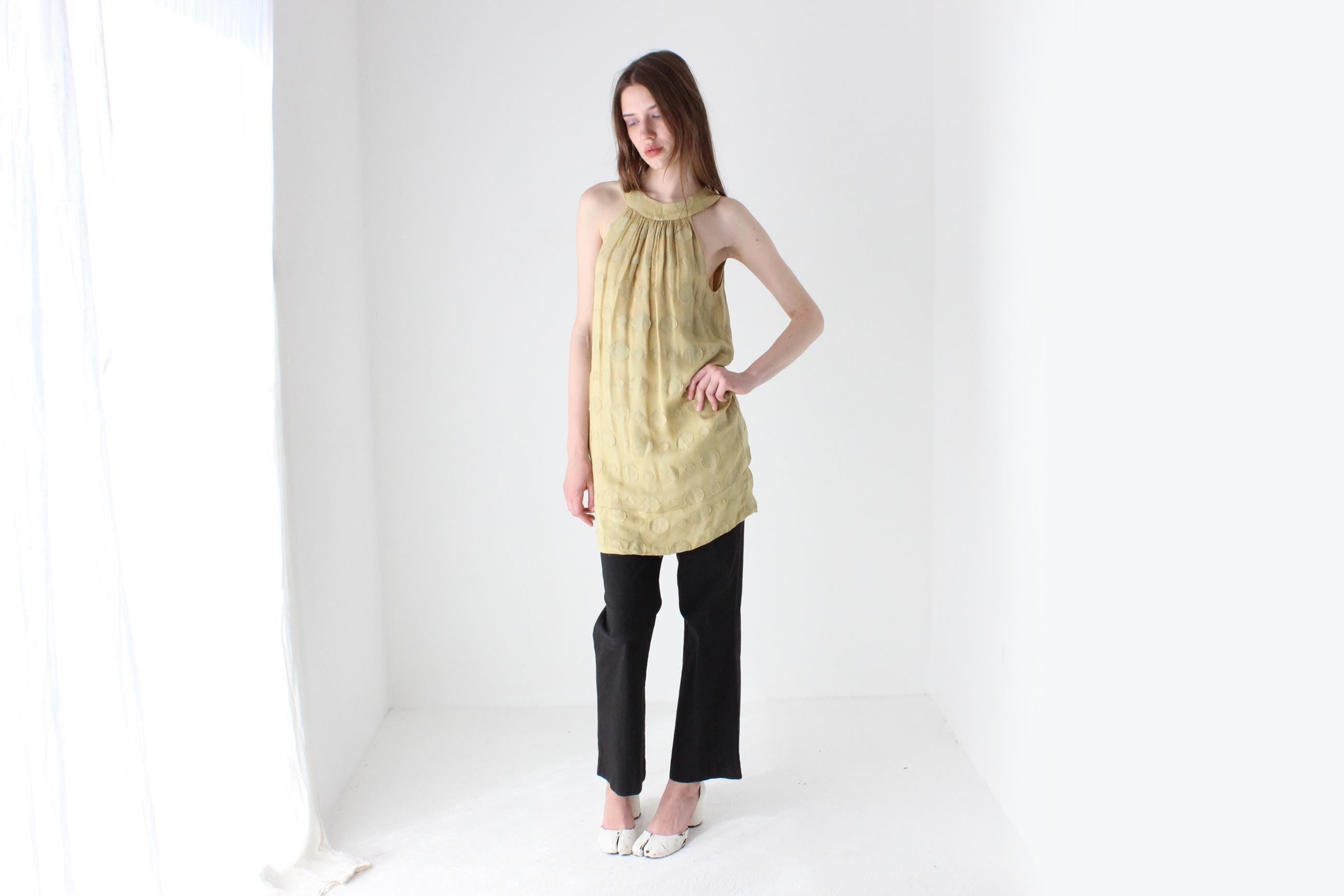 Y2K Pure Silk Embossed Polka Dot Mini Dress