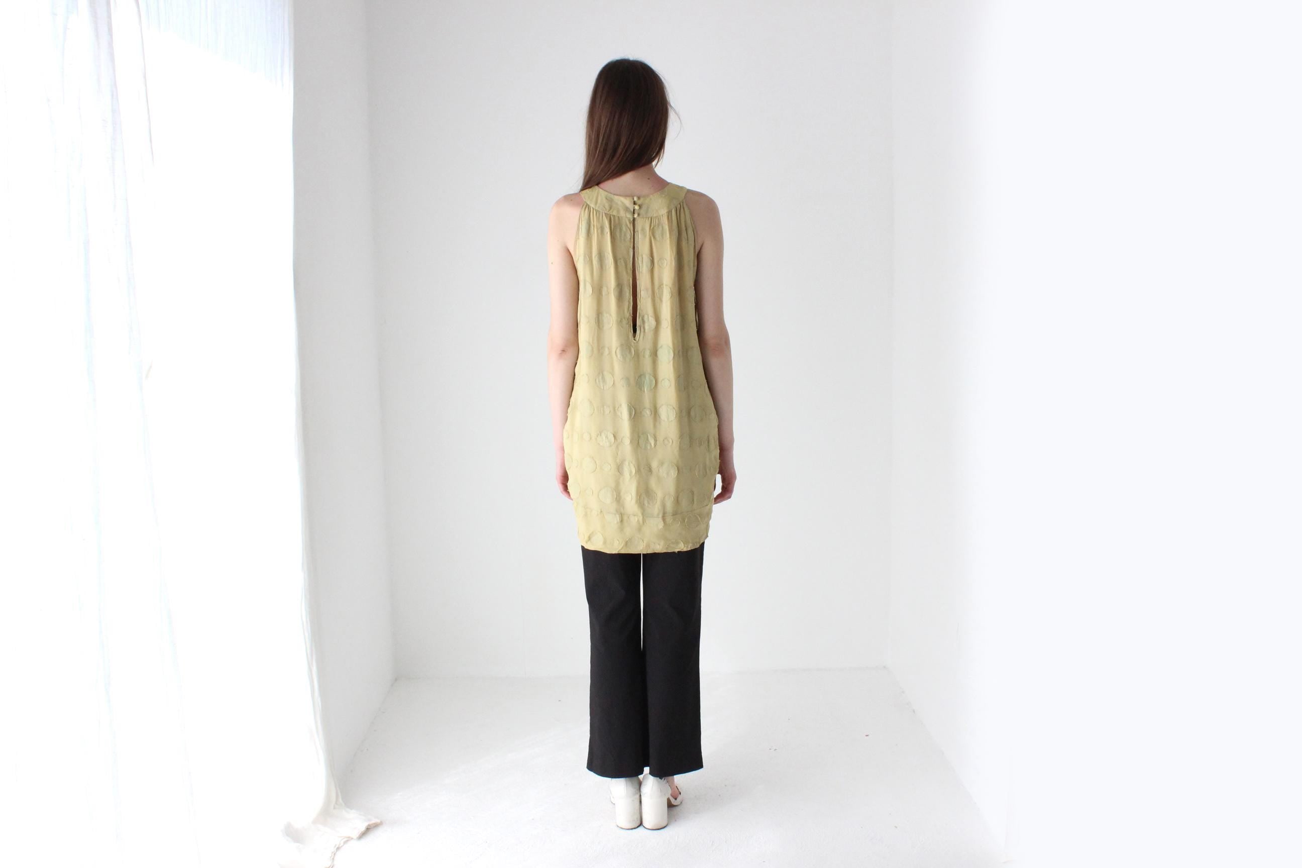 Y2K Pure Silk Embossed Polka Dot Mini Dress