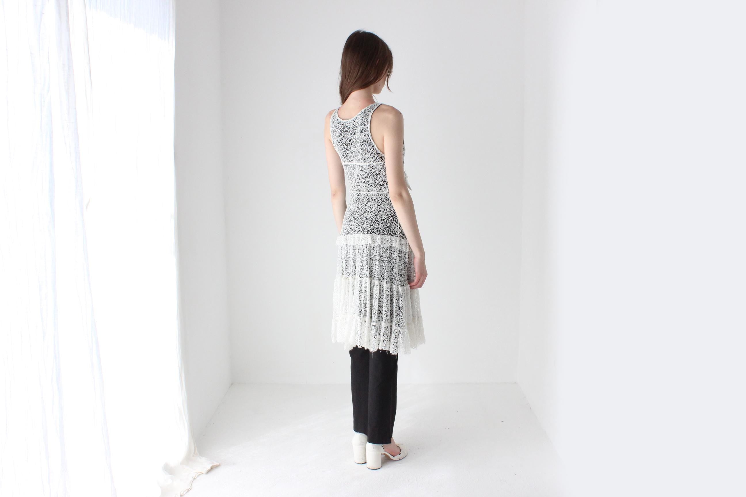 Y2K Italian Rinascimento 3D Crochet Flower Dress