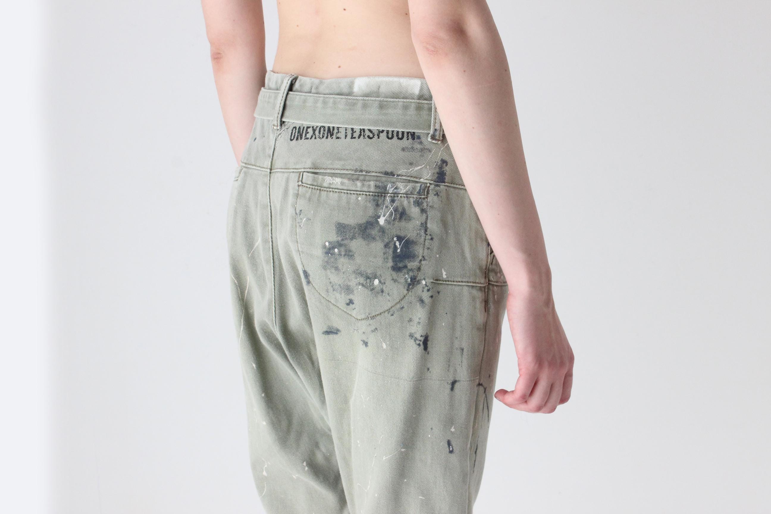Y2K One Teaspoon Arty Paint Spatter Drop Crotch Pants