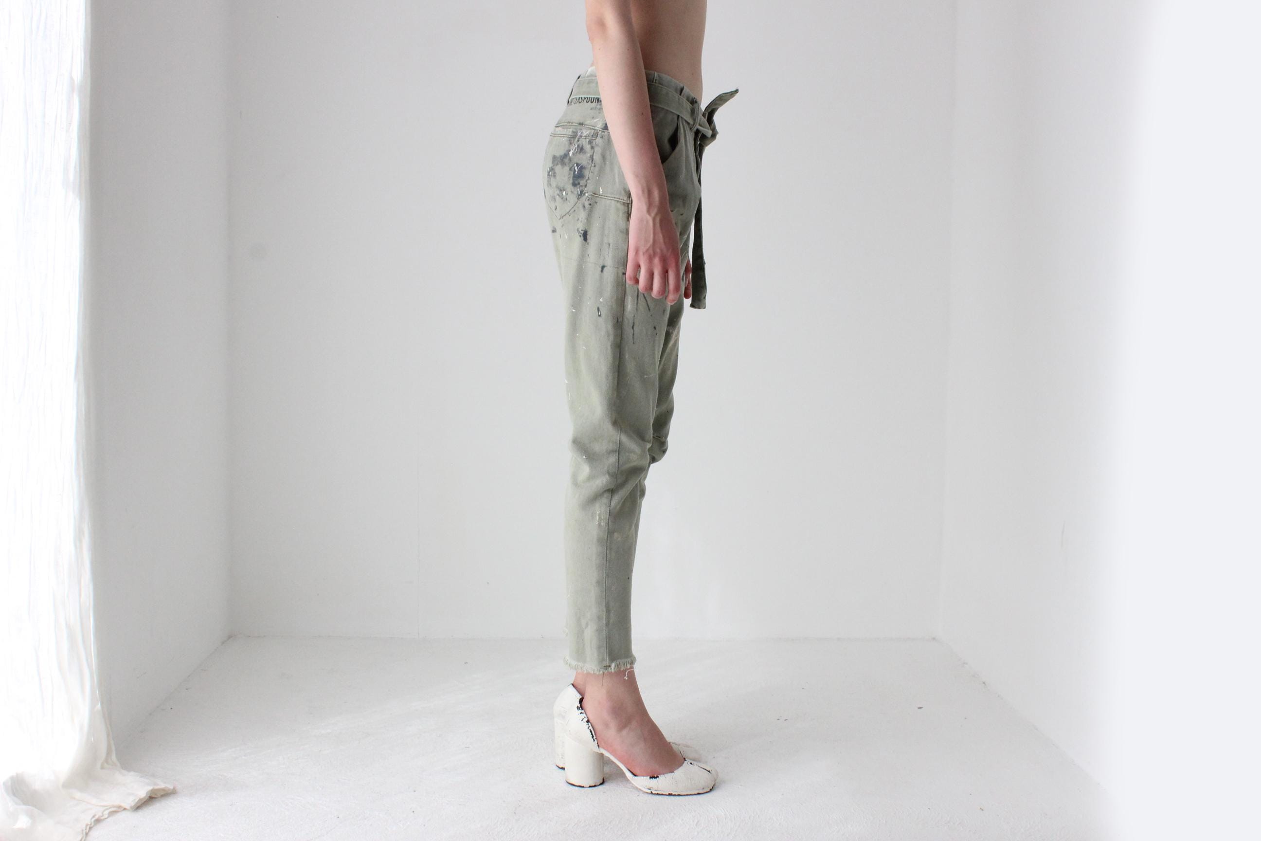 Y2K One Teaspoon Arty Paint Spatter Drop Crotch Pants