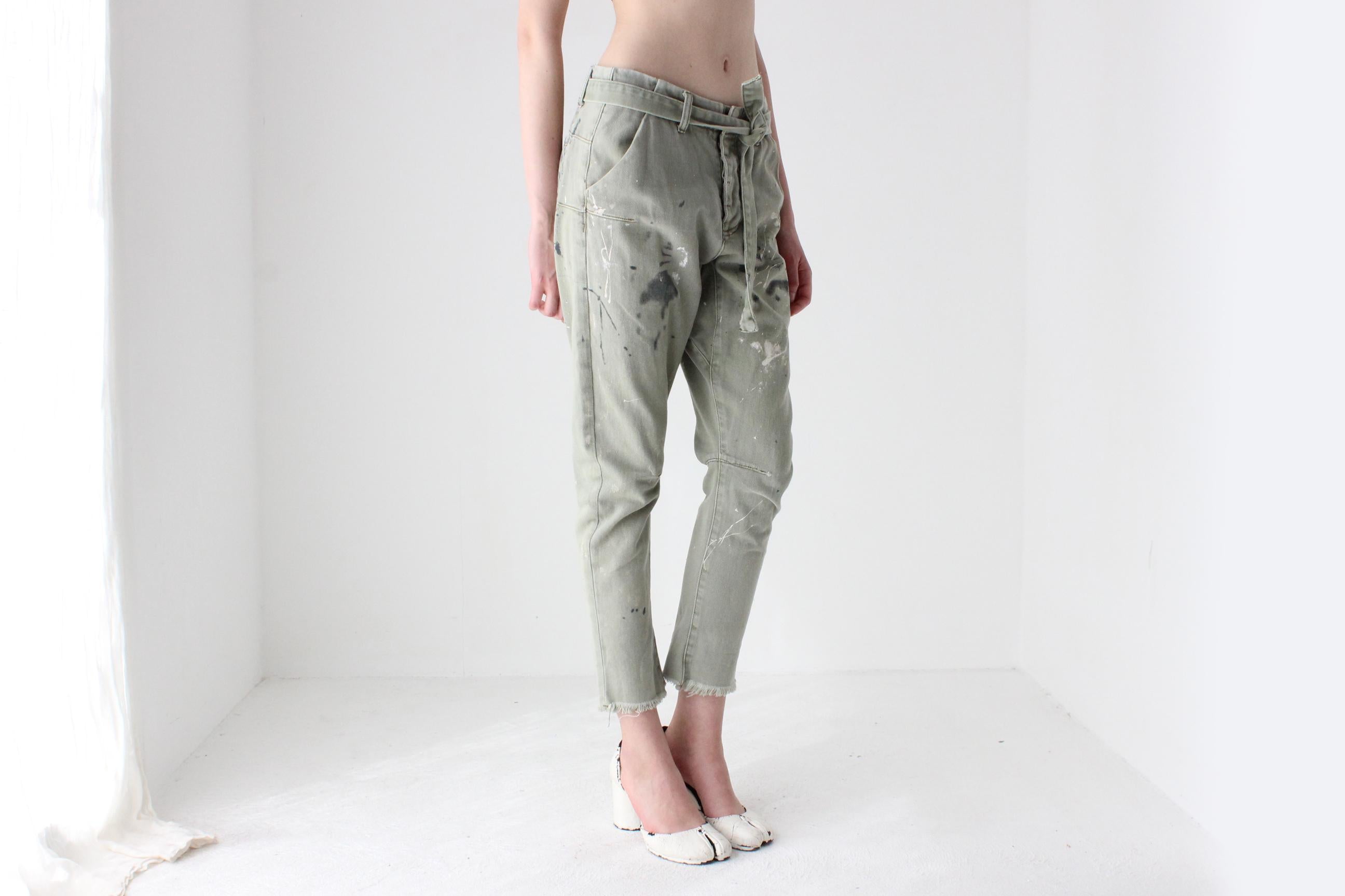 Y2K One Teaspoon Arty Paint Spatter Drop Crotch Pants