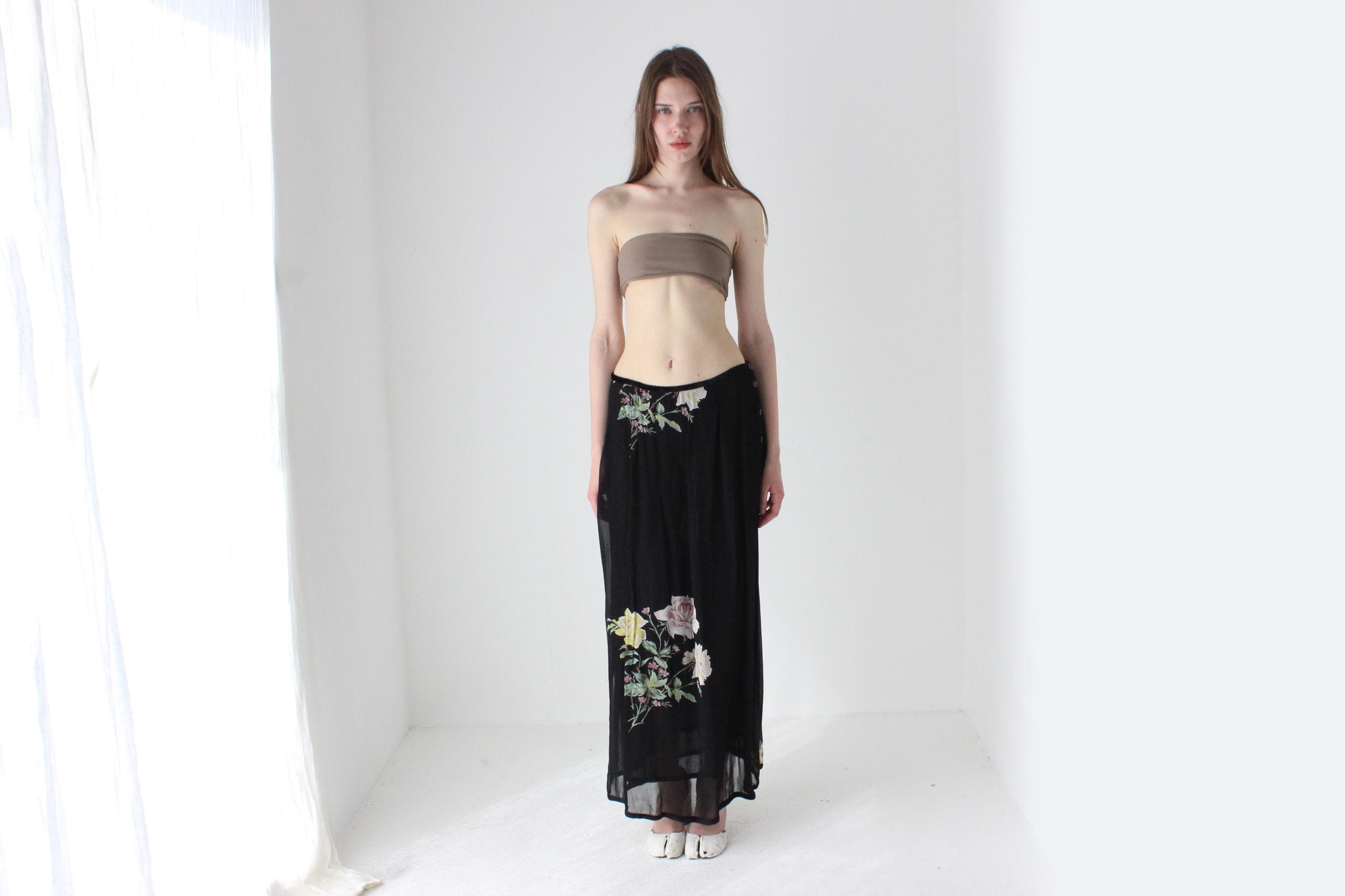 90s Peace Angel Rayon Gauze Maxi Skirt