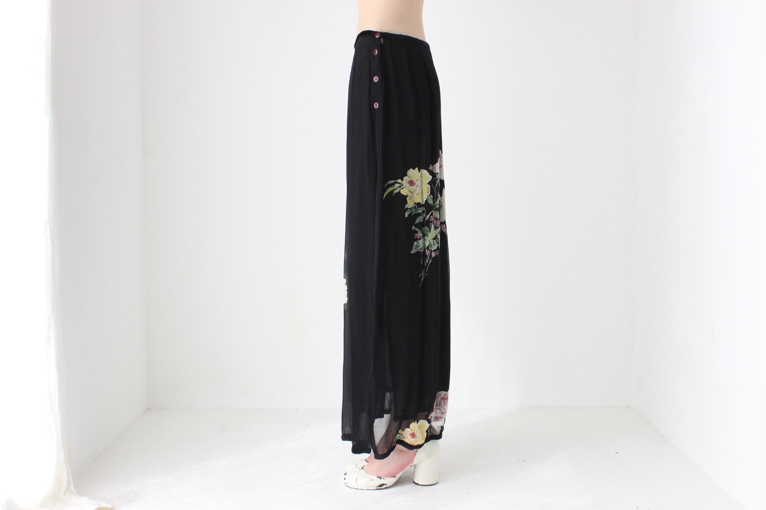 90s Peace Angel Rayon Gauze Maxi Skirt