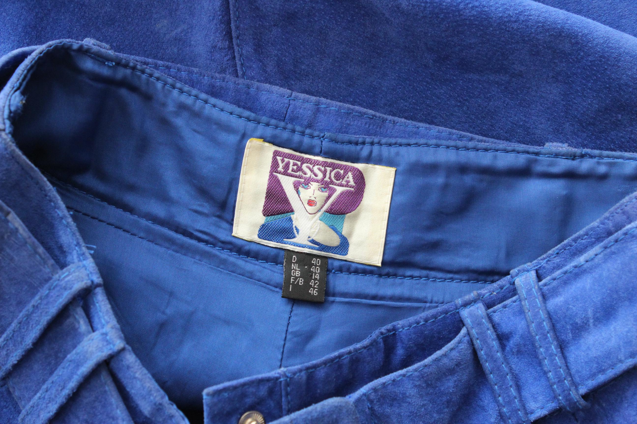 80s Cobalt Suede Knee Length Shorts w/ Belt