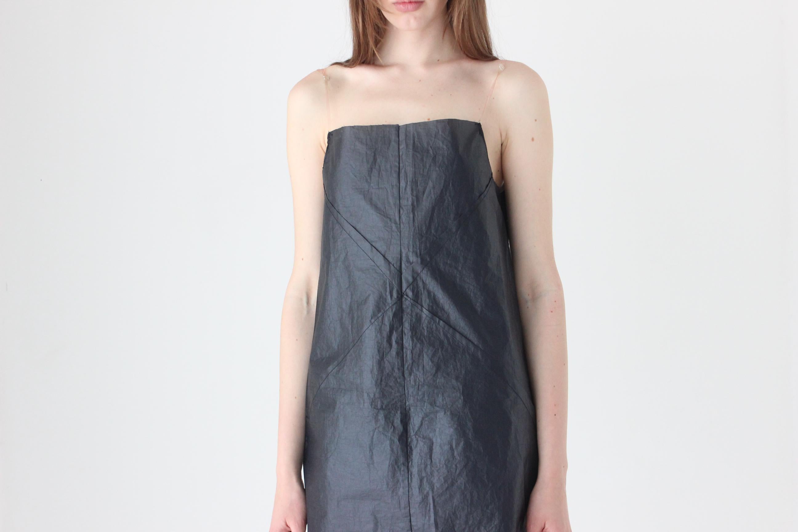 90s Japanese Vintage Plastic 'Floating' Invisible Strap Dress