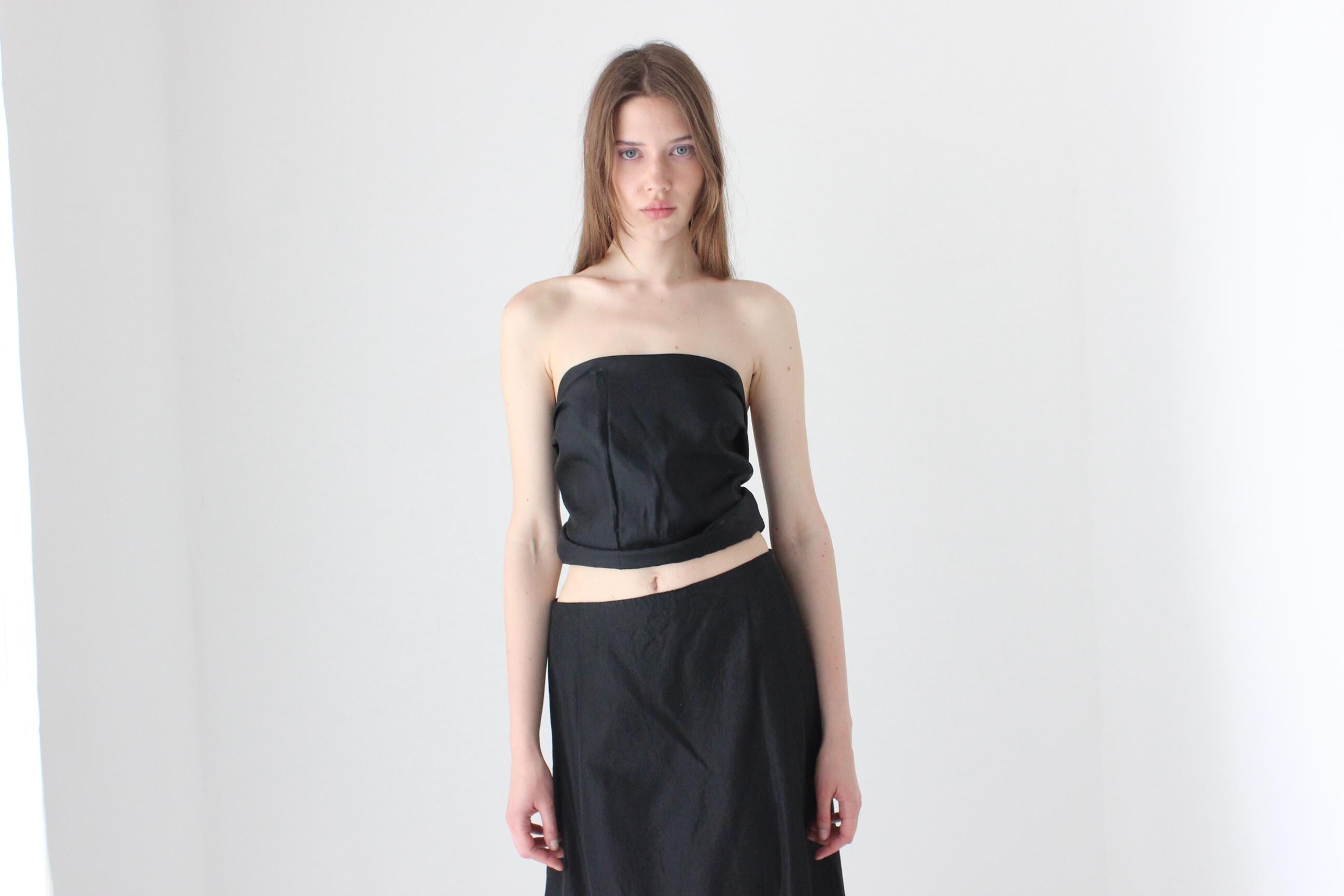 90s Black Taffeta Multi-Way Sash
