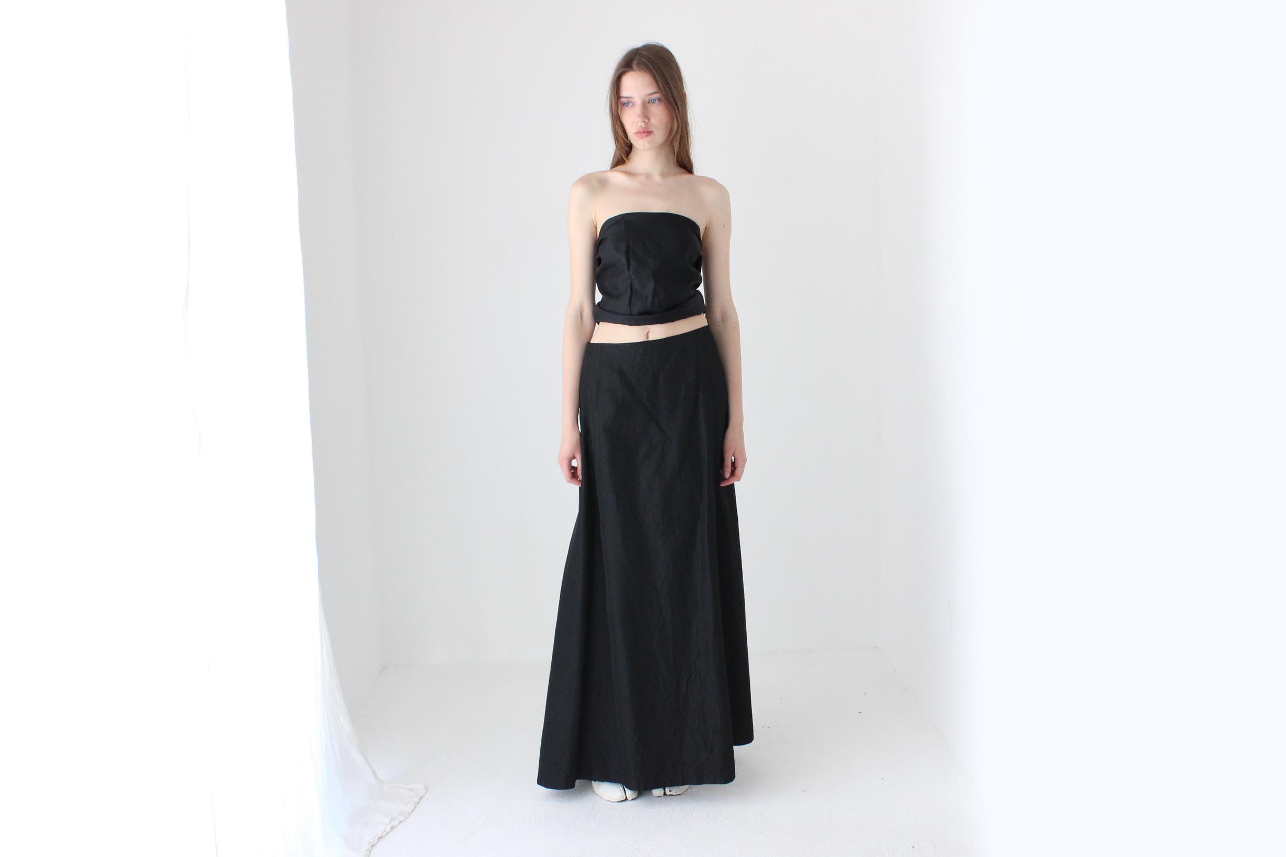 90s Black Taffeta Multi-Way Sash