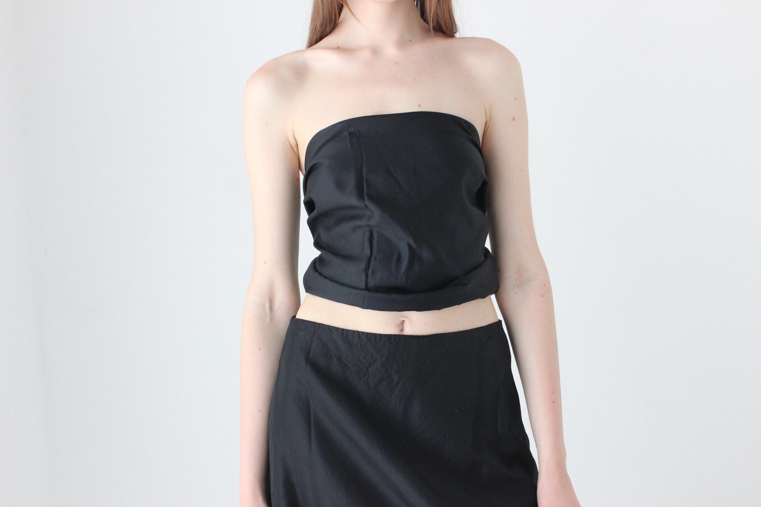 90s Black Taffeta Multi-Way Sash