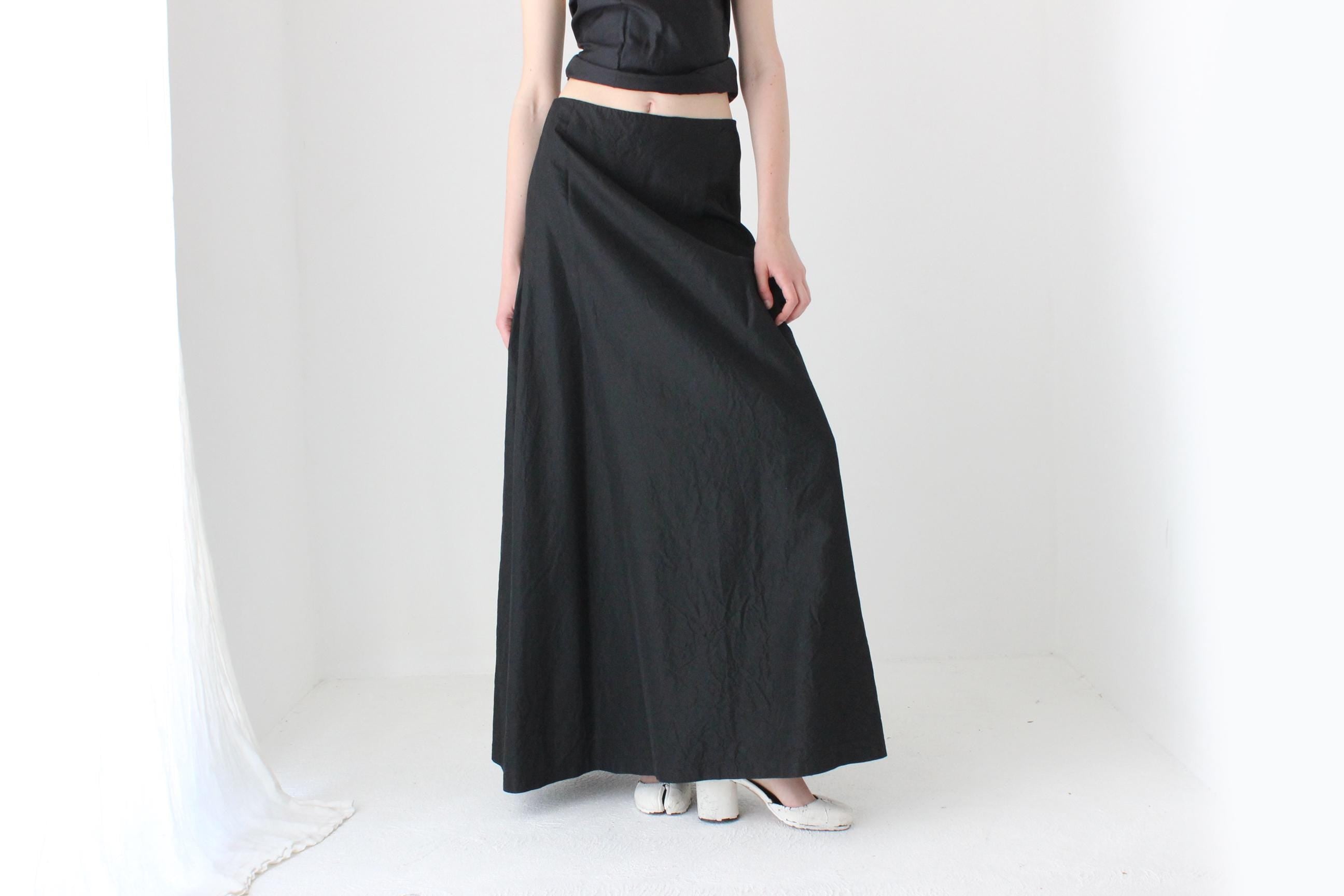 90s Vera Wang Black Taffeta A Line Formal Skirt