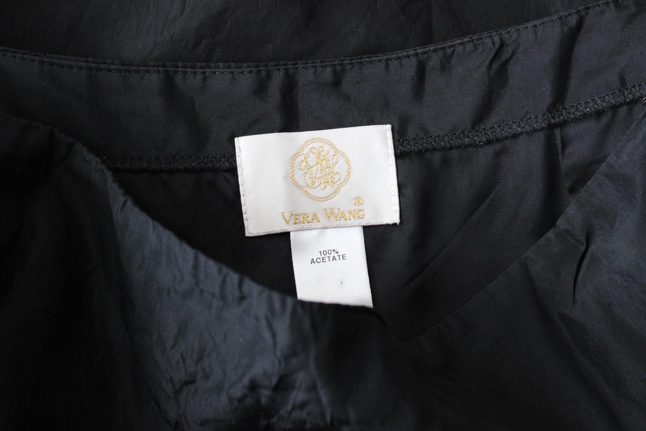 90s Vera Wang Black Taffeta A Line Formal Skirt