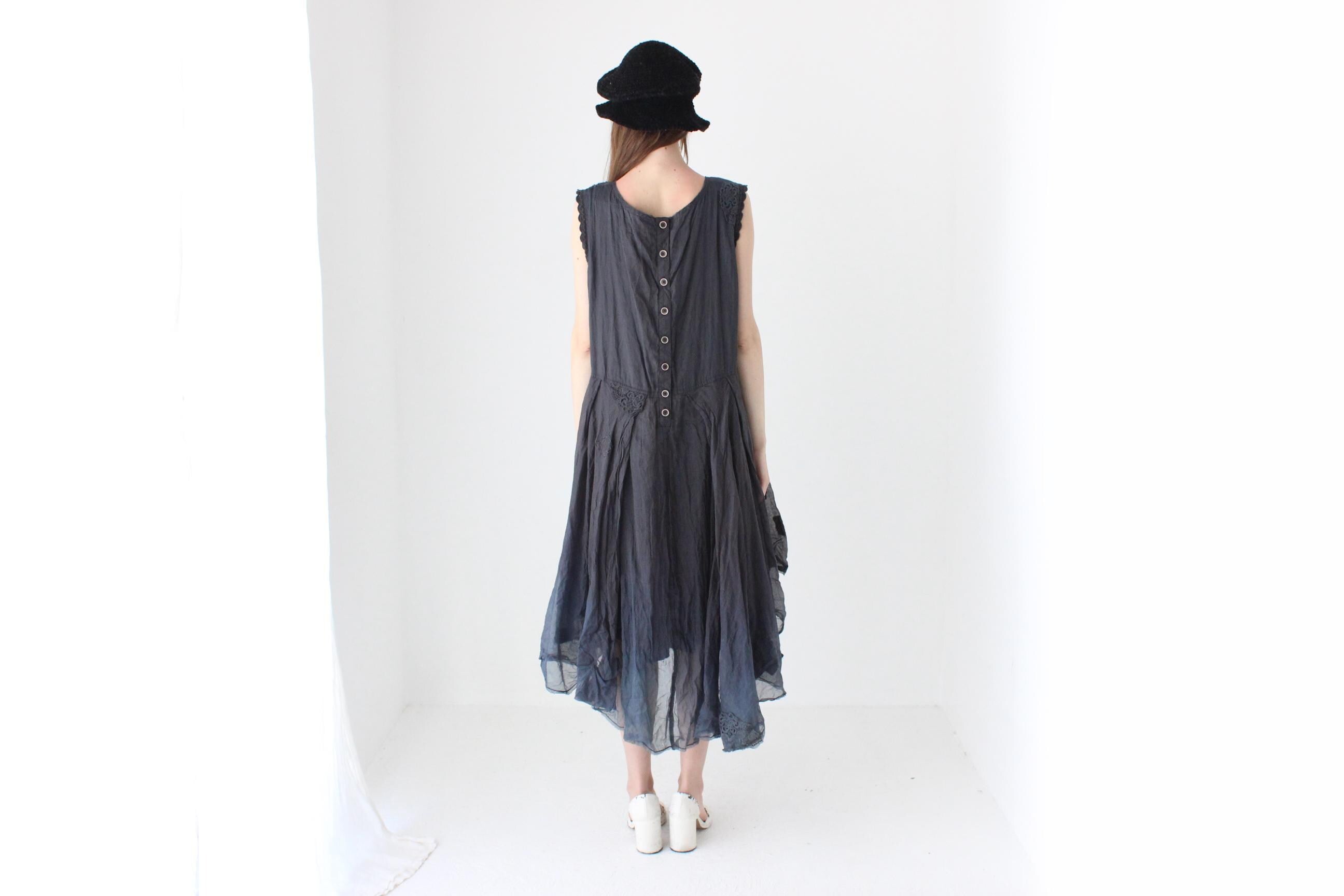 2000s Arty Cotton Gauze & Organdy Voluminous Wired Ruffle Dress by Ewa I Walla
