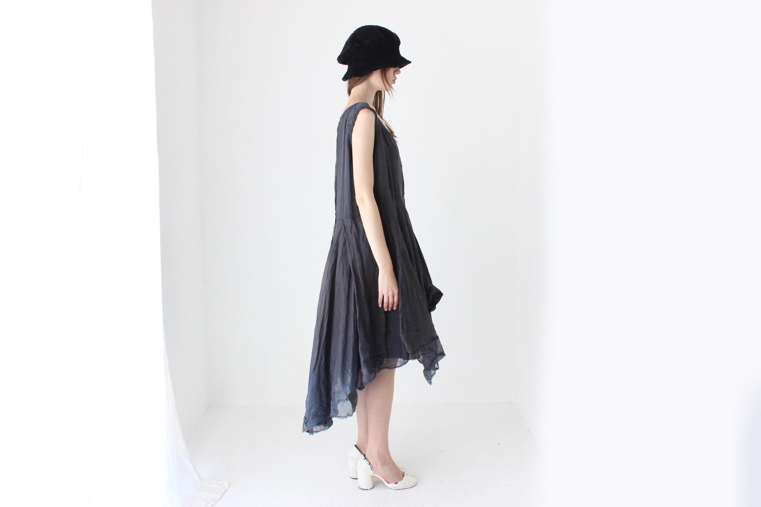 2000s Arty Cotton Gauze & Organdy Voluminous Wired Ruffle Dress by Ewa I Walla