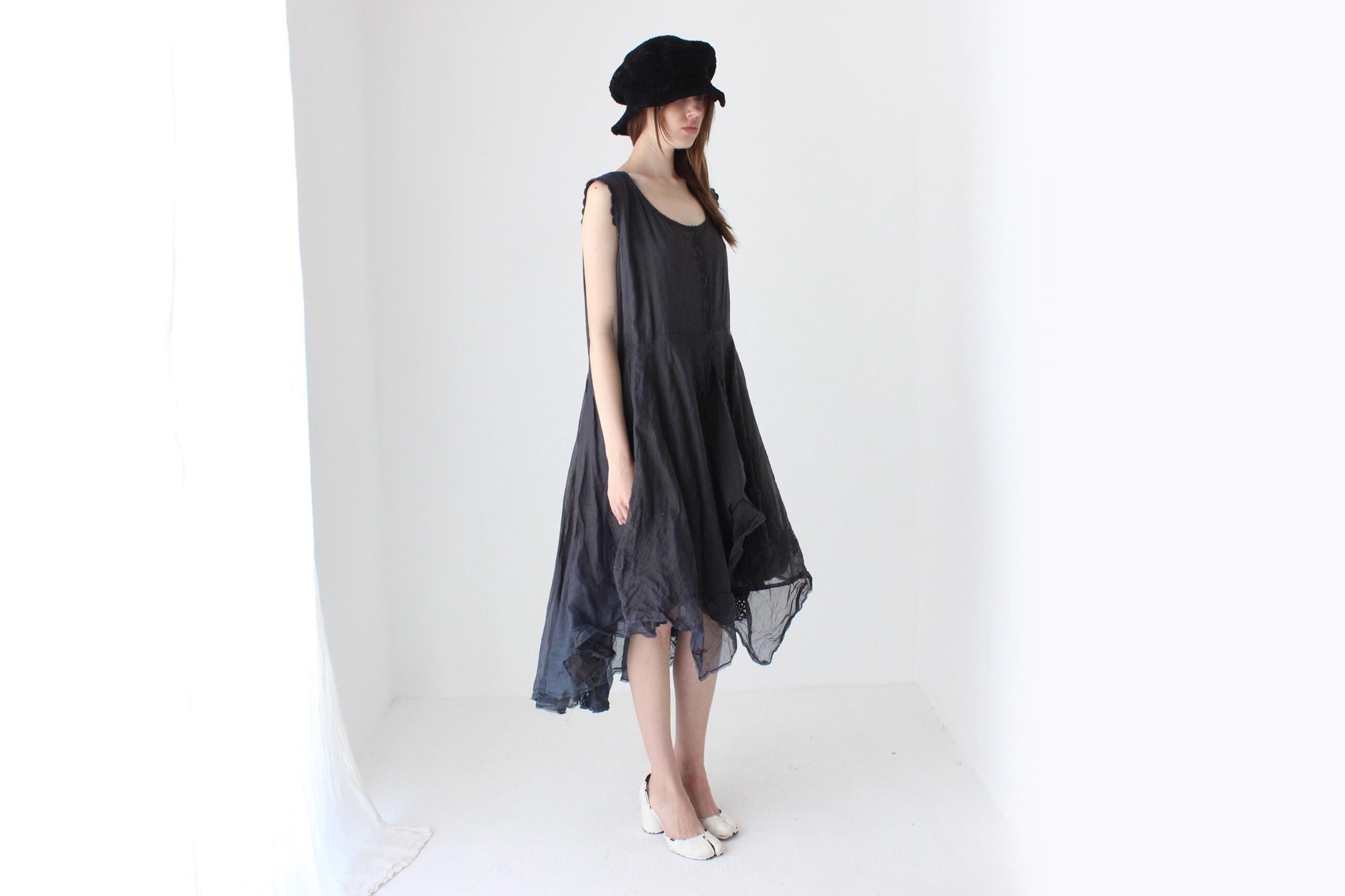 2000s Arty Cotton Gauze & Organdy Voluminous Wired Ruffle Dress by Ewa I Walla