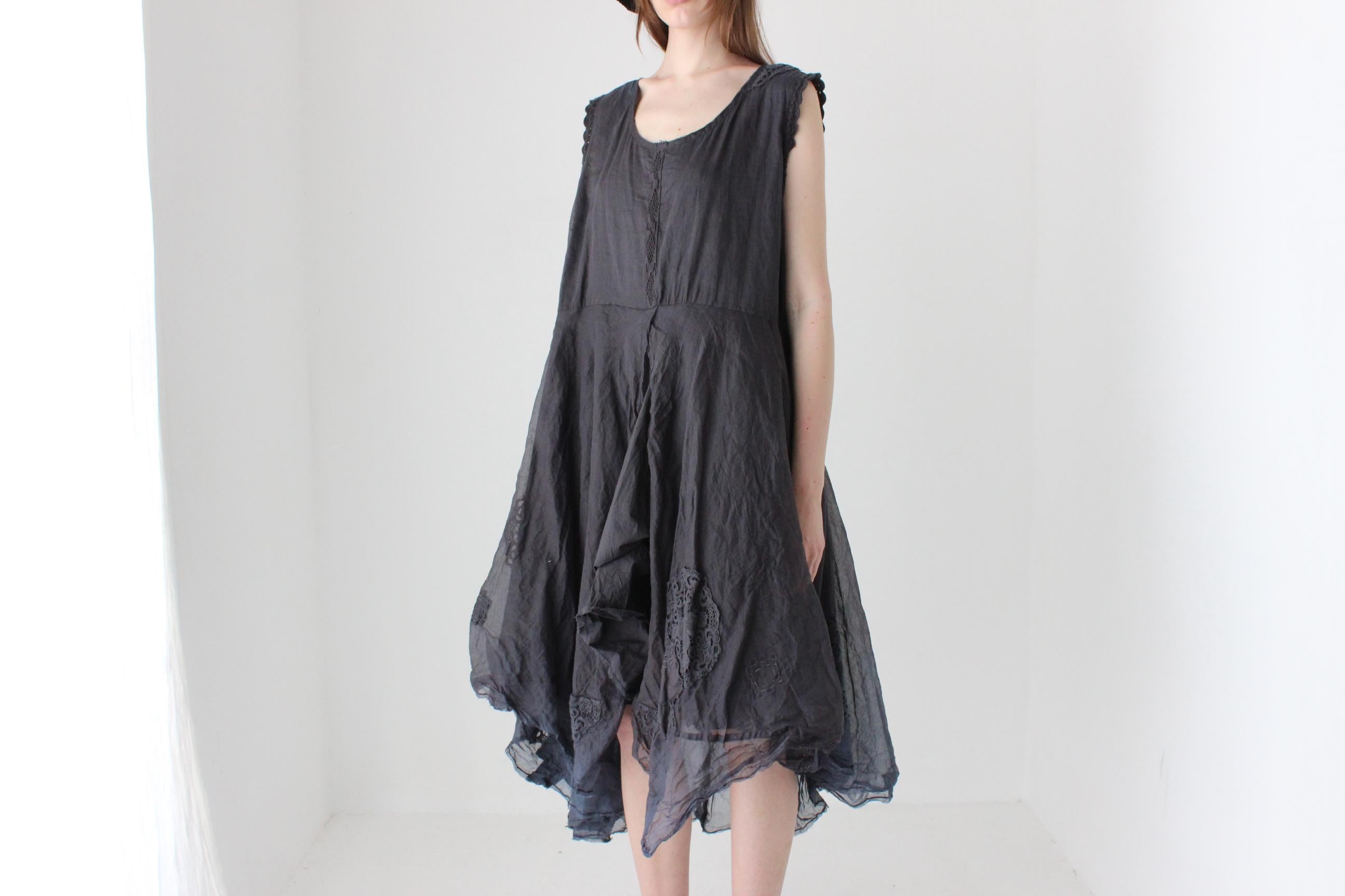 2000s Arty Cotton Gauze & Organdy Voluminous Wired Ruffle Dress by Ewa I Walla
