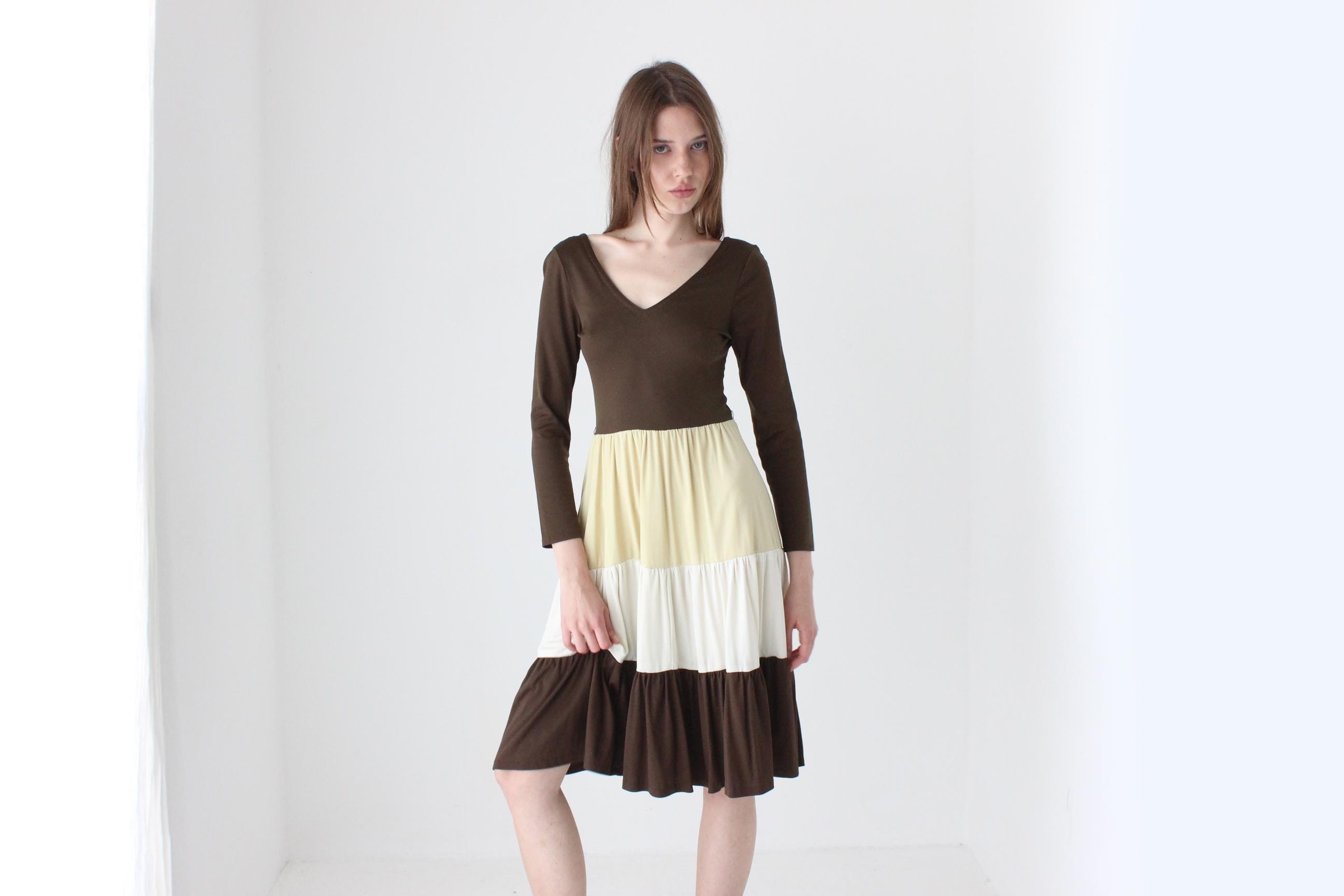 Funky 70s Tiered Jersey Dress