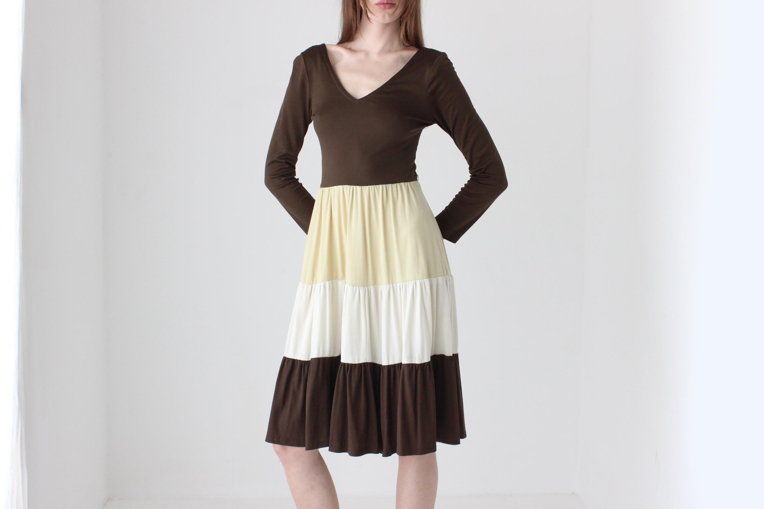 Funky 70s Tiered Jersey Dress