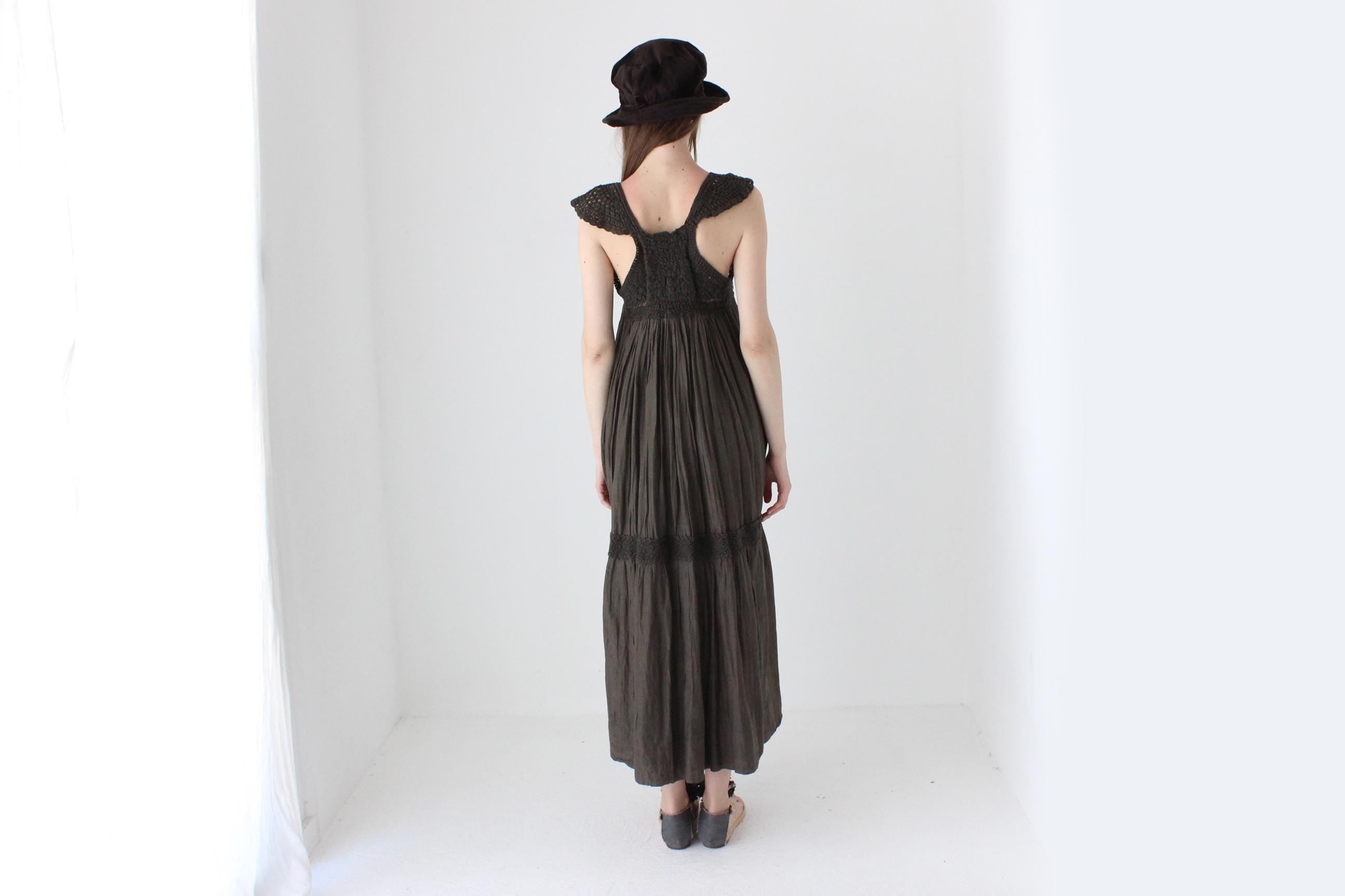 2000s Twin Set by Simona Barbieri Cotton Gauze & Crochet Maxi Smock