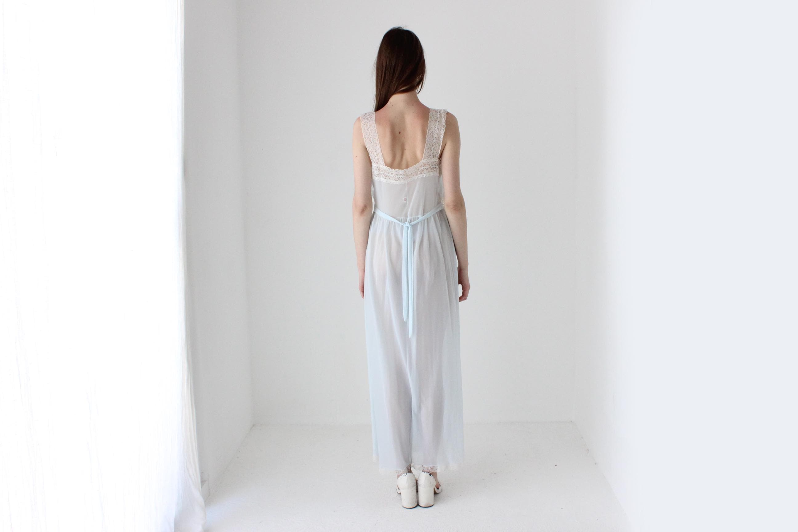 50s Pastel Nylon Nightgown Dress by Patolaine Lingerie