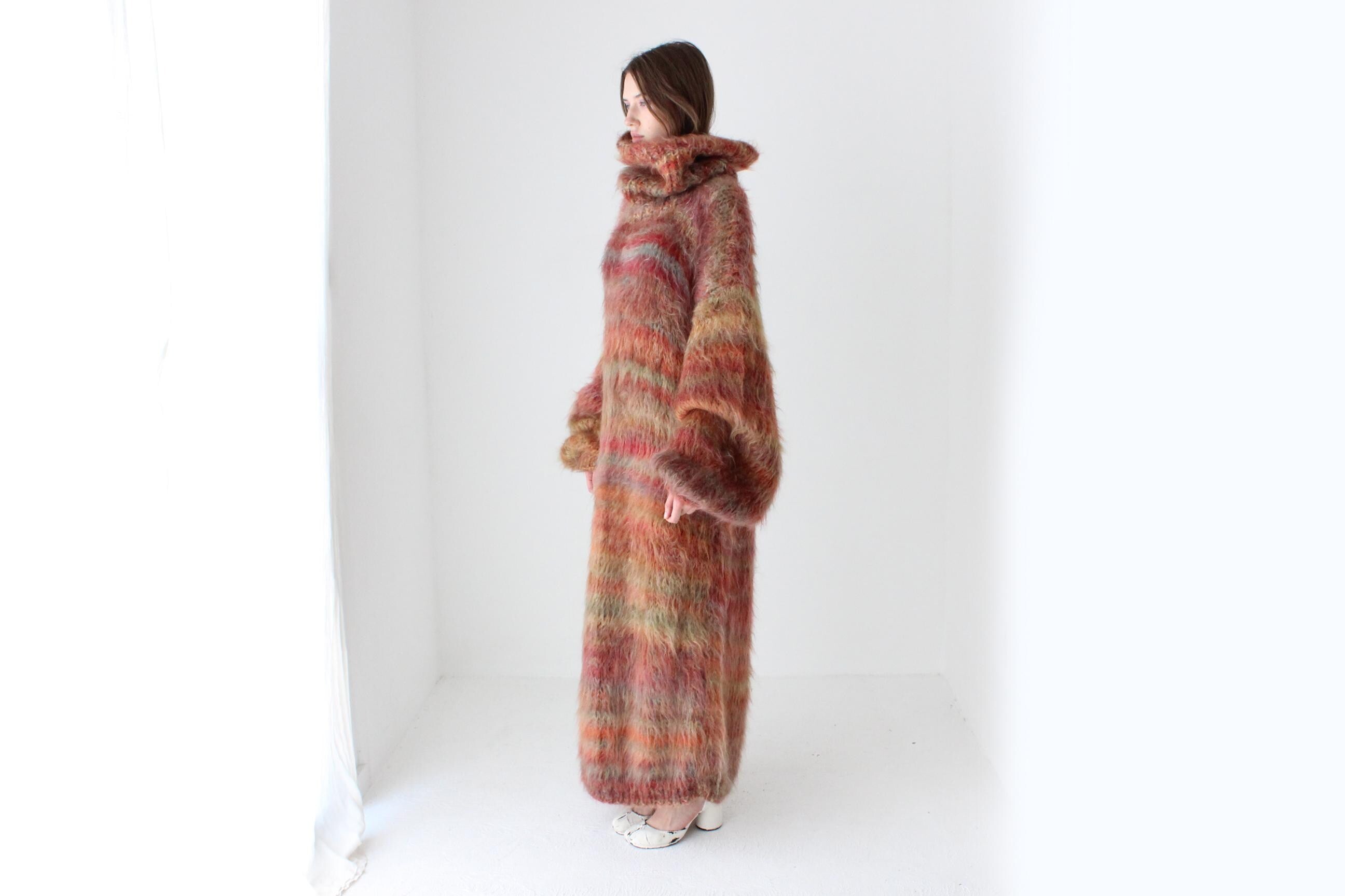 High Fashion Hand Knit Mohair Oversized Sweater Dress