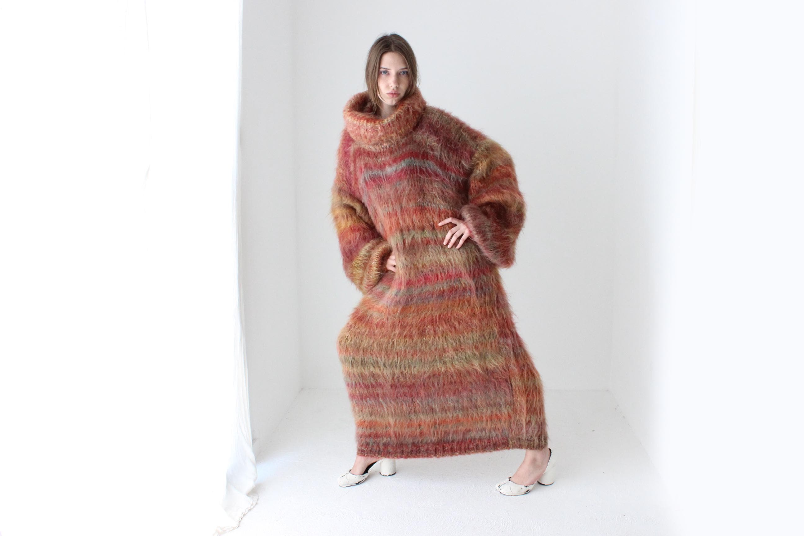 High Fashion Hand Knit Mohair Oversized Sweater Dress
