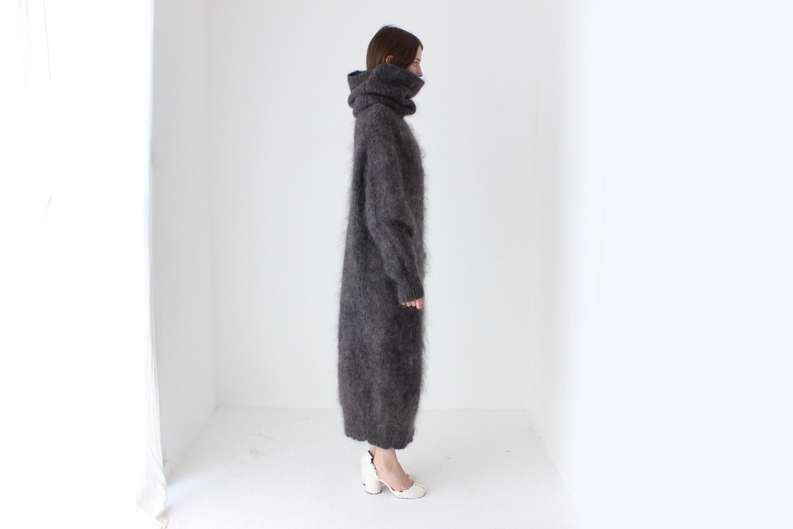 Chic Hand Knit Mohair Oversized Full Length Sweater Dress