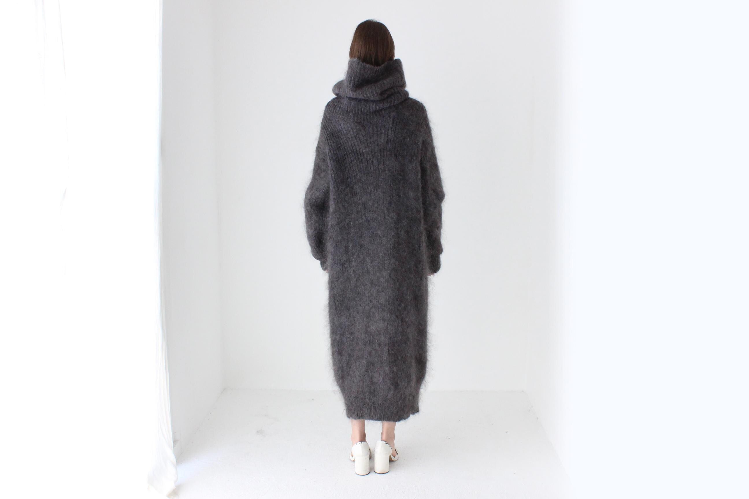 Chic Hand Knit Mohair Oversized Full Length Sweater Dress