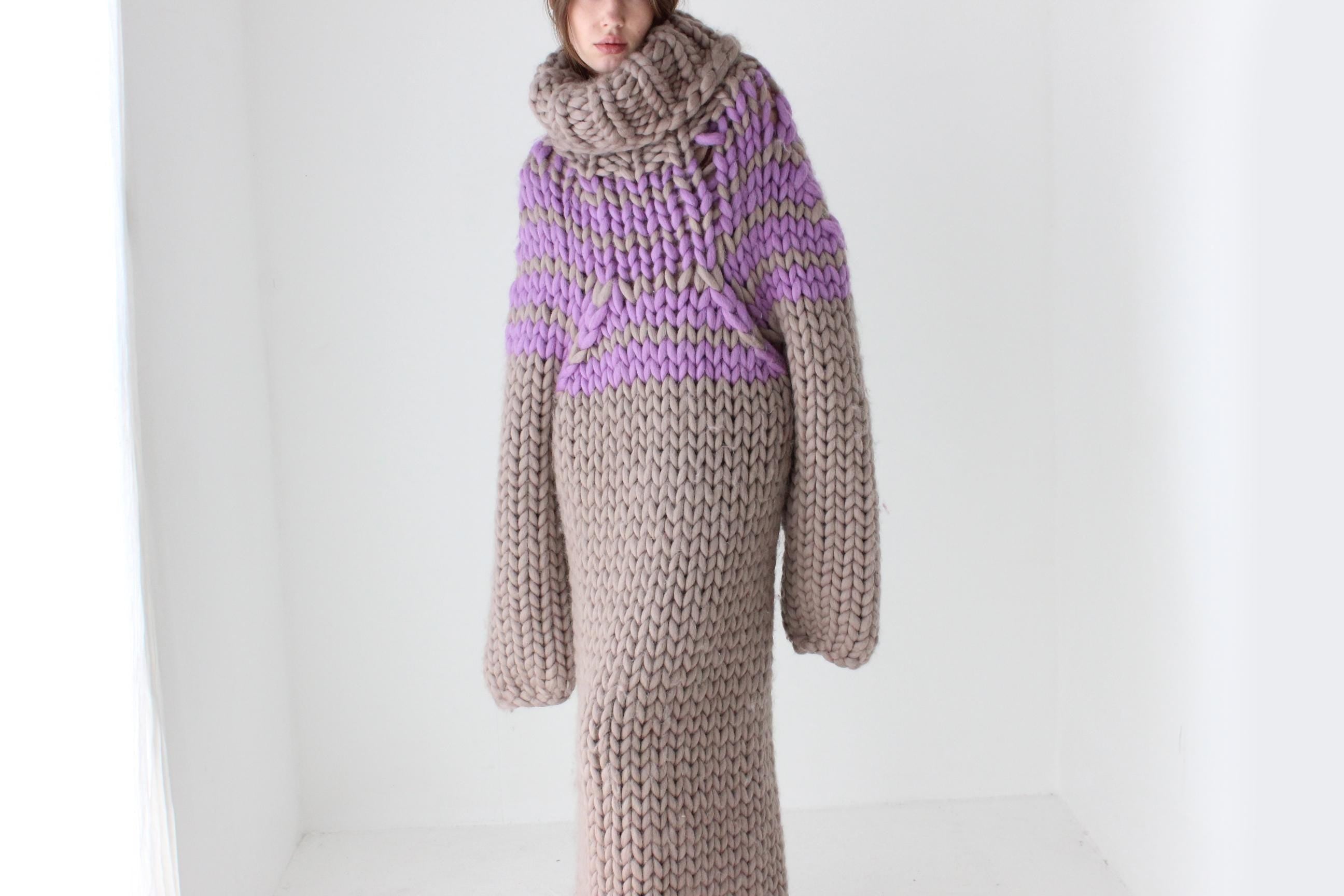 Completely Out There Editorial-Ready Chunky Knit Sweater Dress