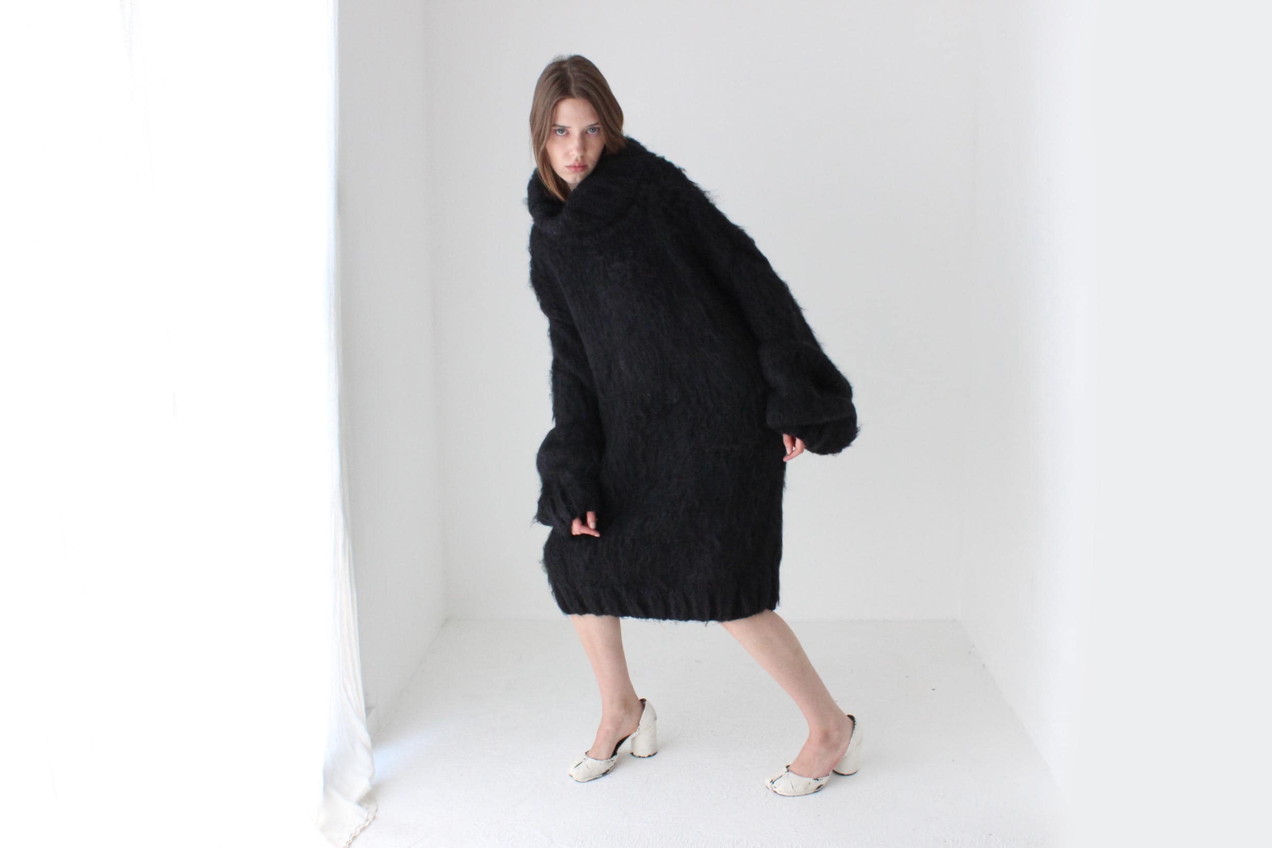 Fine Hand Knit Mohair Oversized Sweater Dress