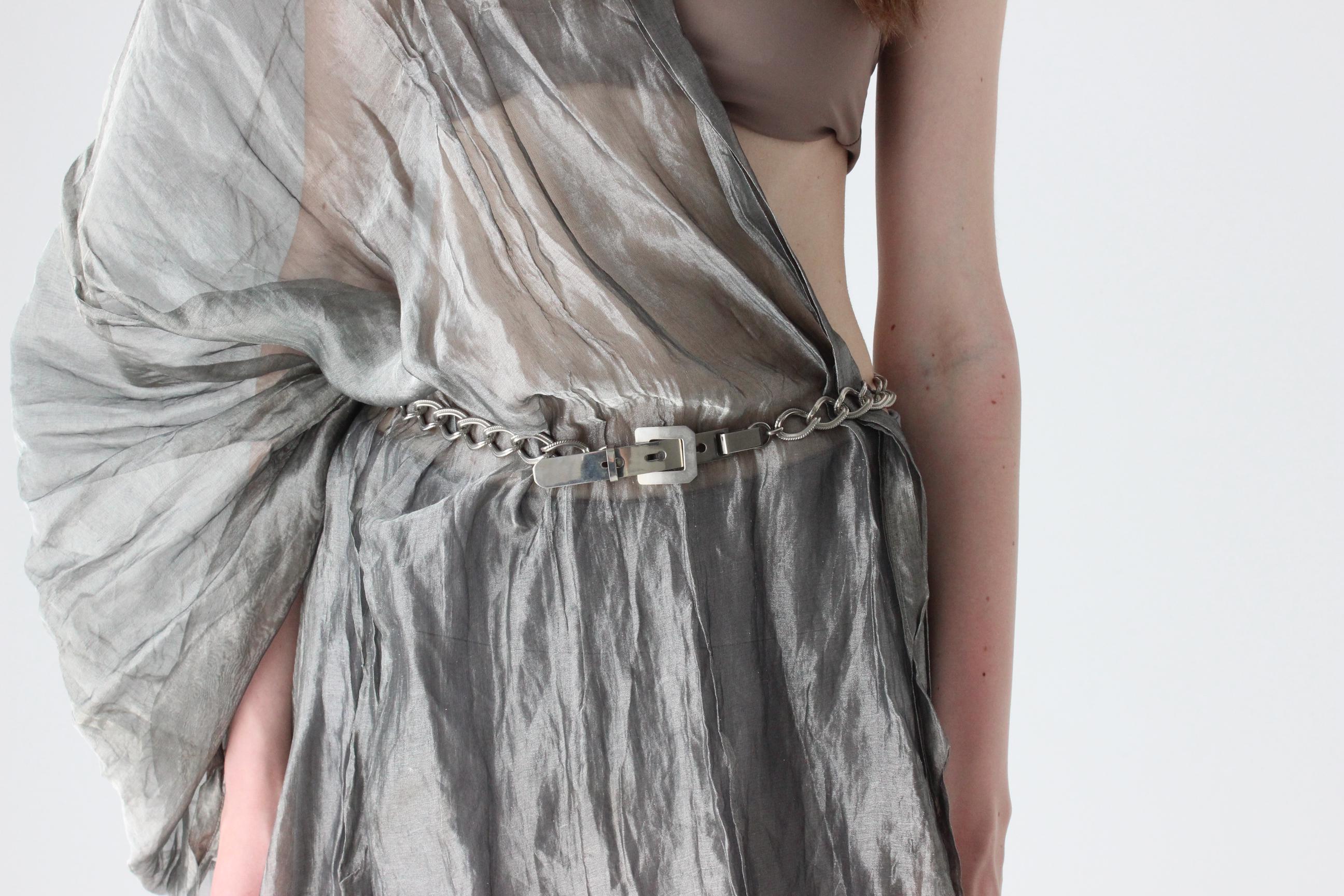 80s Chunky Silver Chain Belt