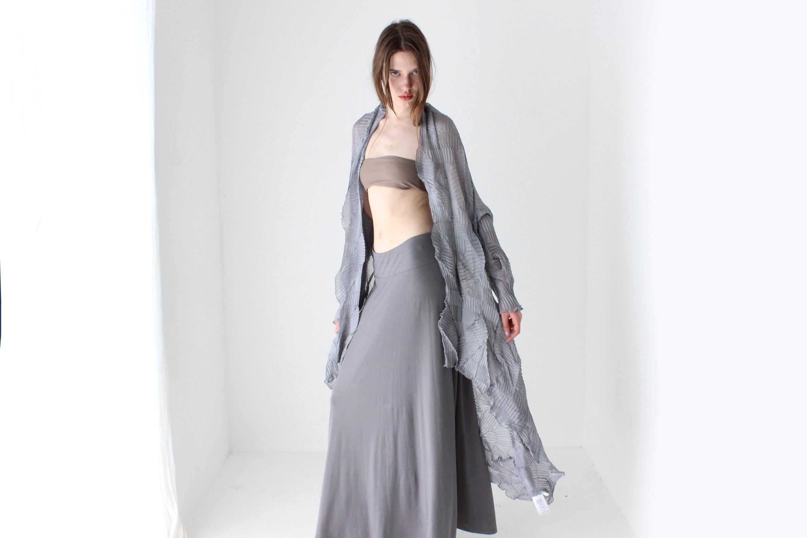 2000s Sheer Textured Origami Plisse Duster Jacket
