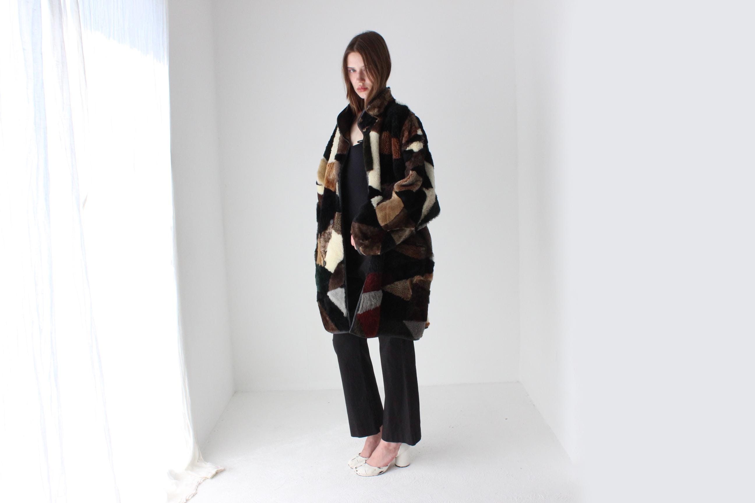 80s Patchwork Shearling & Suede REVERSIBLE Leather Coat