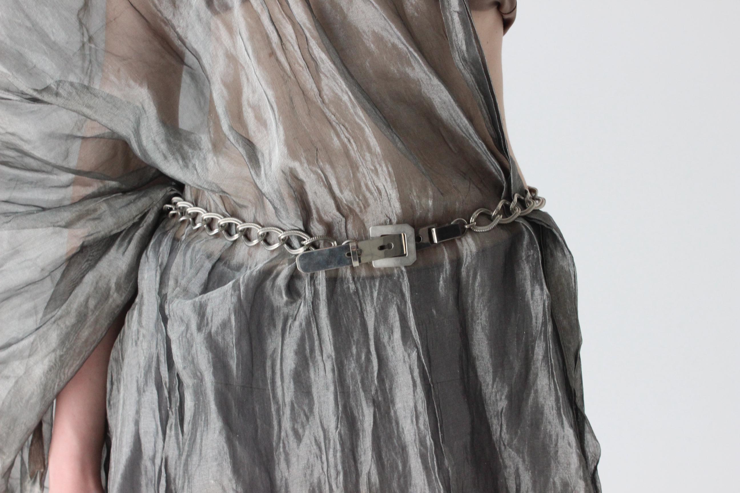 Metallic Silver Crinkle Organza Multi-Way Dramatic Shawl