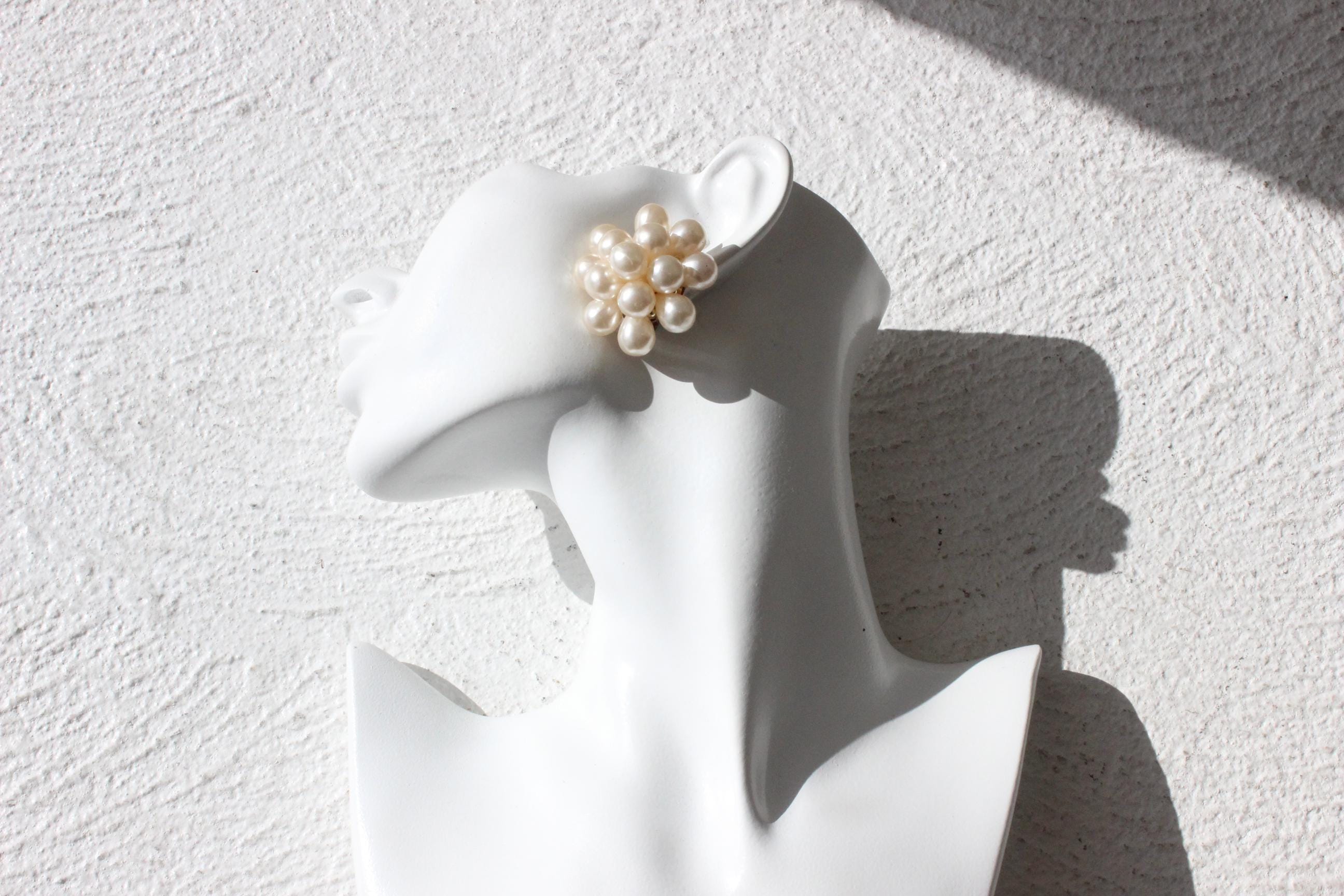 60s Milk Pearl Baroque Cluster Clip Ons