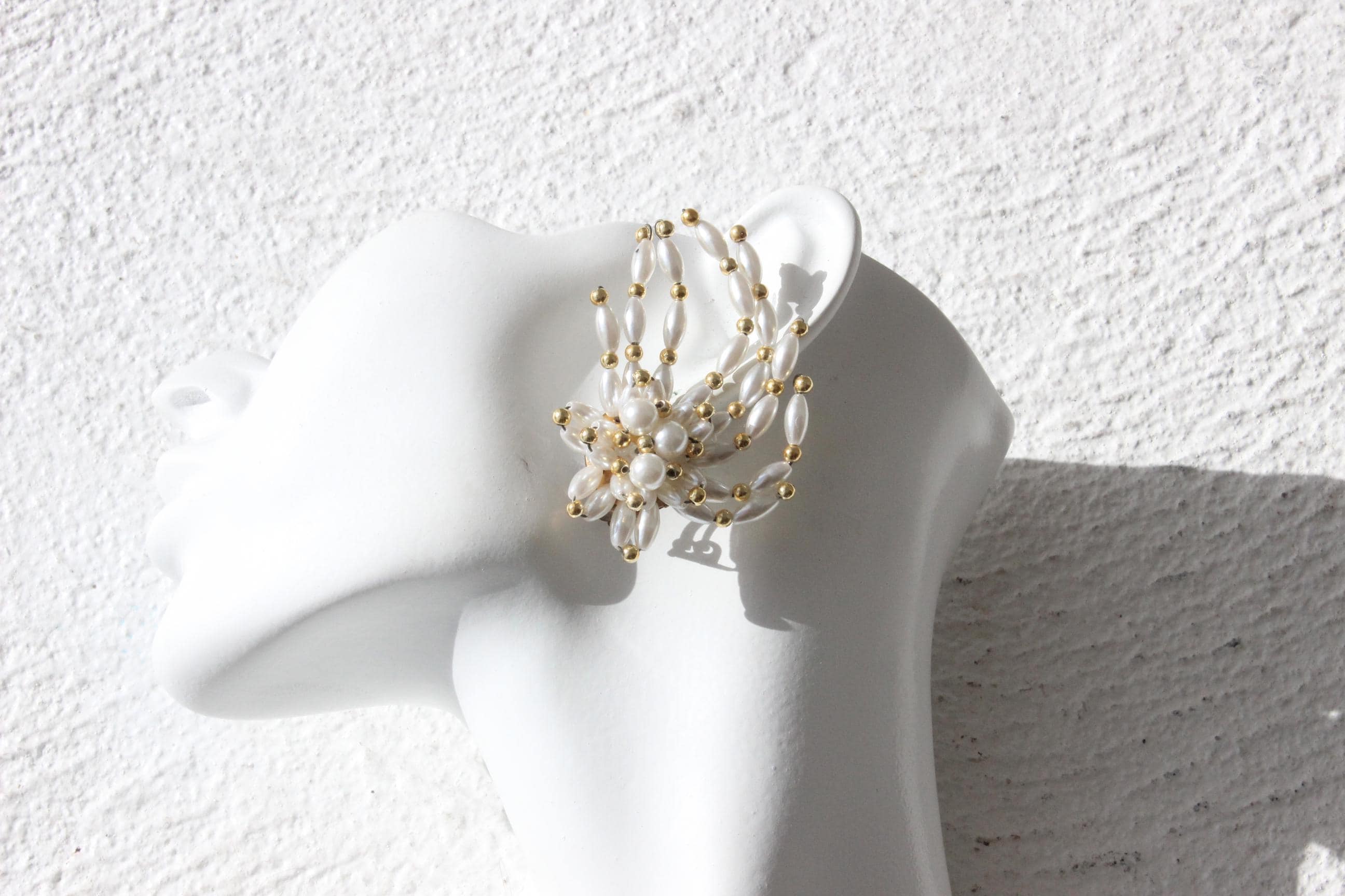 80s Sculptural Pearl Cluster Clip Ons